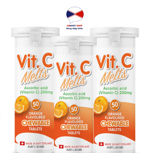 Viên ngậm Vitamin C Melts Úc vị cam 50 viên