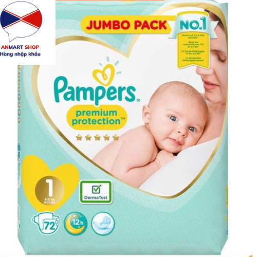 Bỉm dán Pampers nội địa UK Số 1 - jumbo pack