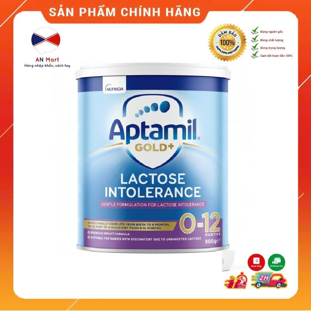 Sữa Aptamil Gold Lactose Intolerance DeLact Gold+ cho bé bất dung nạp lactose hộp 900g Úc