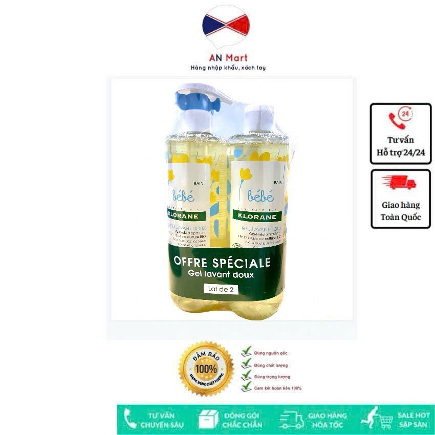 Sét Sữa Tắm Gội Klorane 500ml Pháp