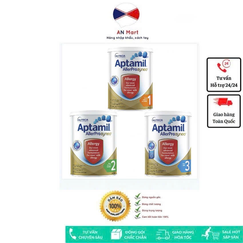 Sữa Aptamil AllerPro Syneo Đủ Số 1,2,3-900gr Của Úc Dành Cho Bé Dị ứng Sữa Bò