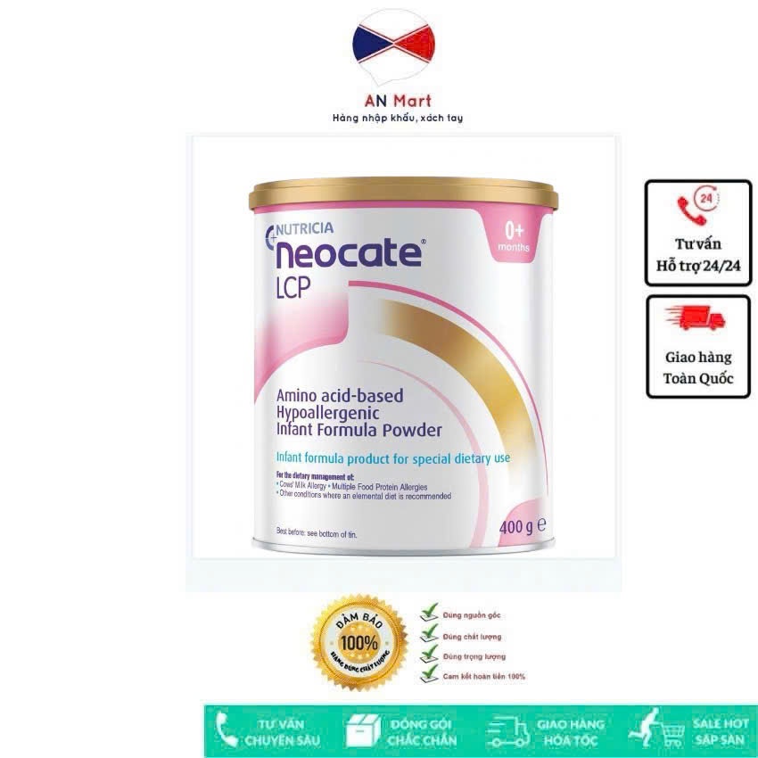 Sữa Neocate LCP của Úc cho bé dị ứng đạm bò, bất dung nạp 400g