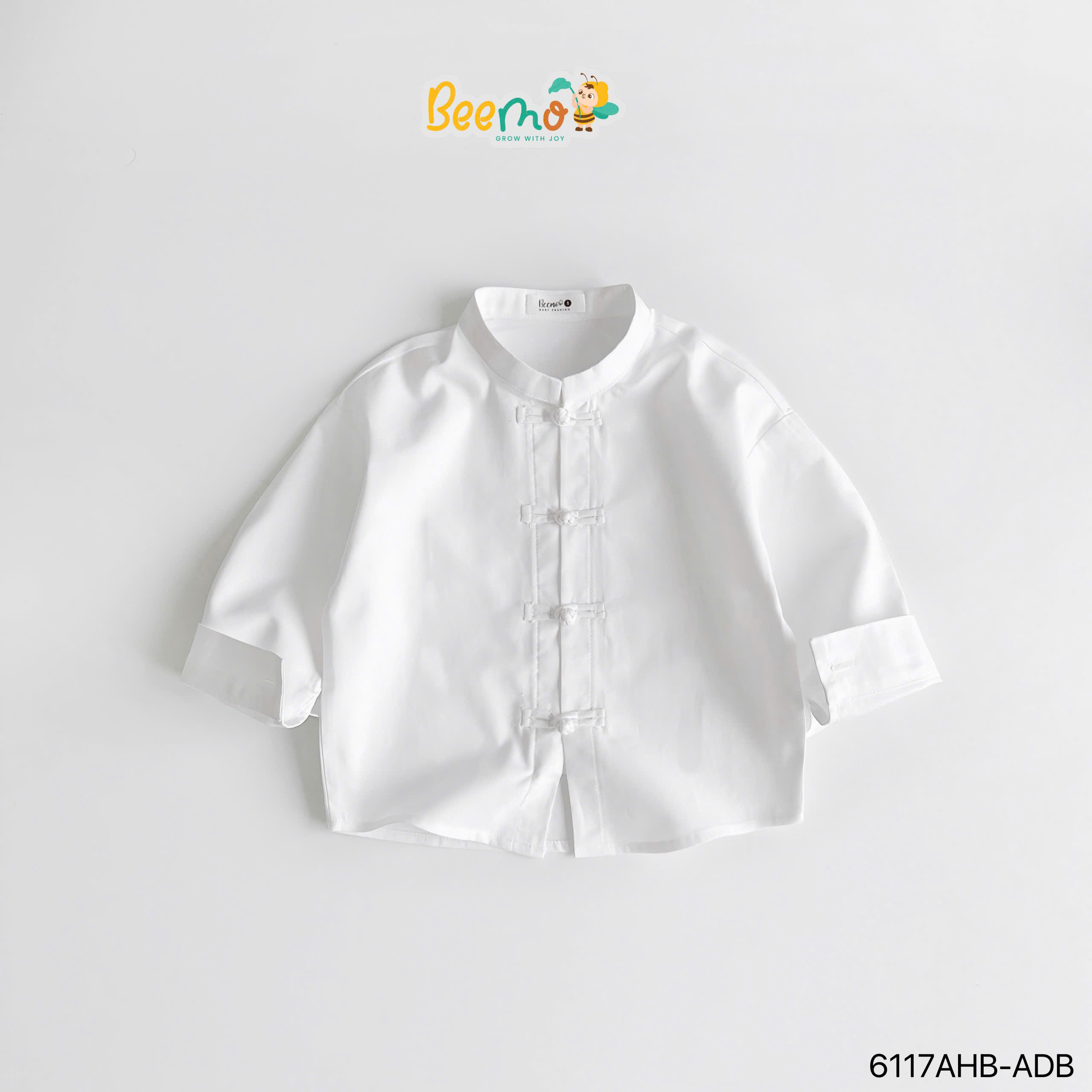 Áo sơ mi trắng thô hàn cúc tàu Beemo