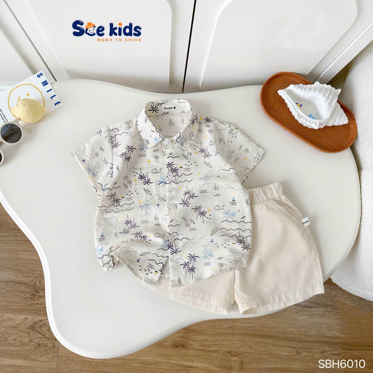 Set sơ mi họa tiết mùa hè SCE KIDS