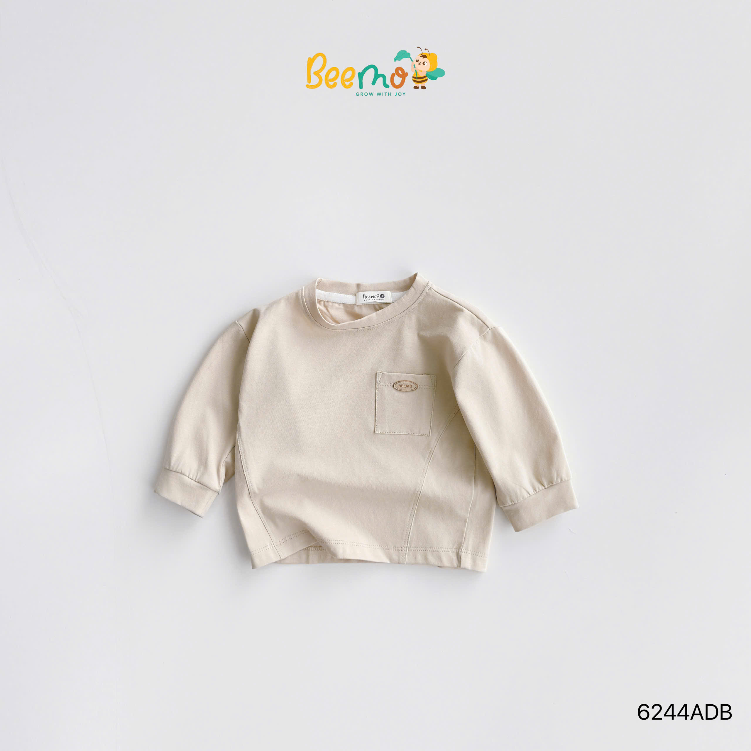 Áo cotton dài tay phối túi tag BEEMO
