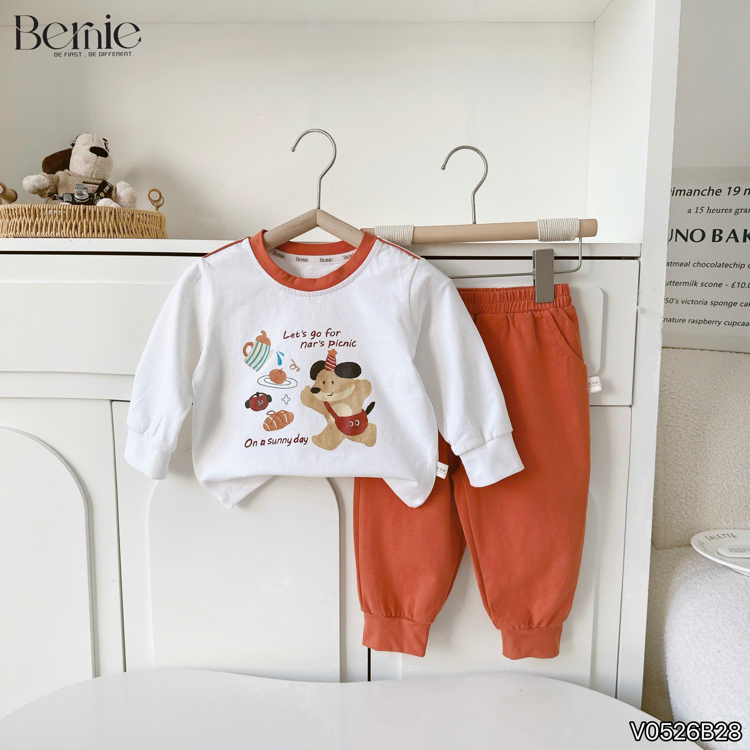 Bộ cotton phối cổ picnic bear Bernie