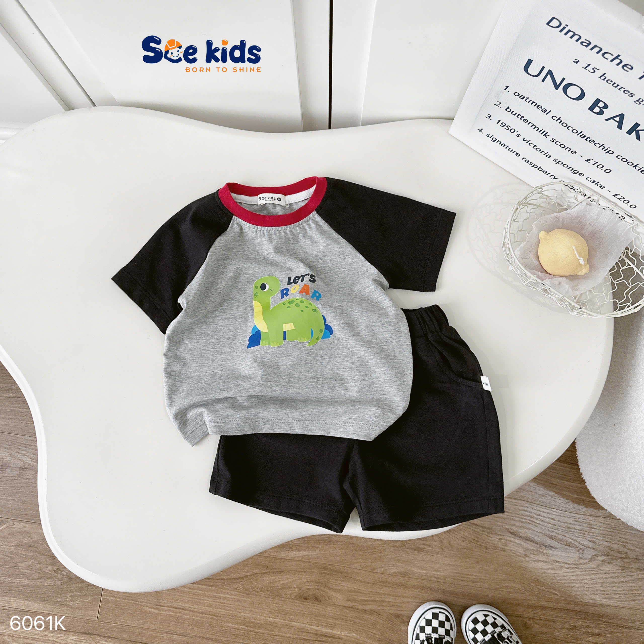 Set thun raglan in hình khủng long SCE KIDS