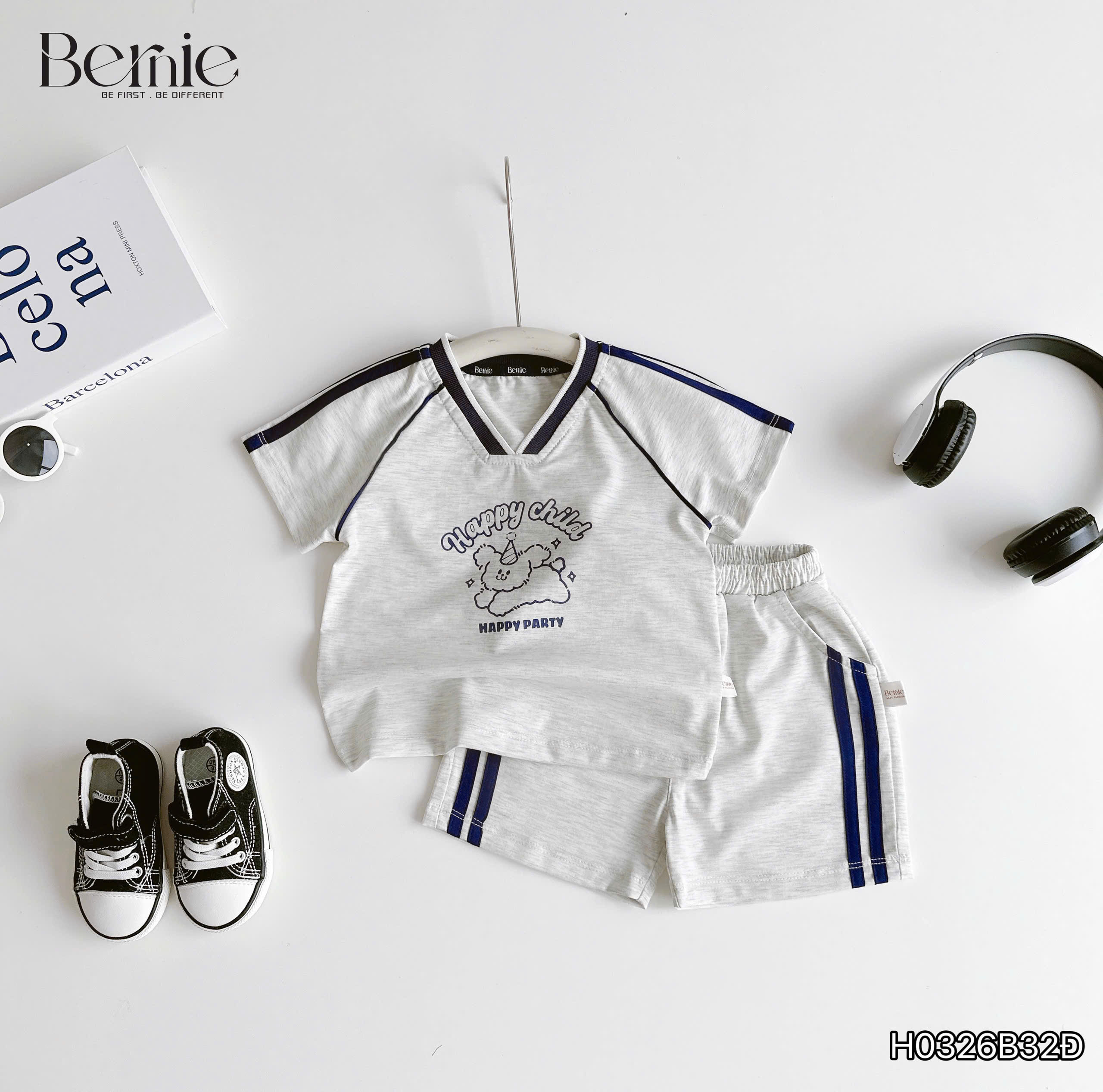 Bộ cộc raglan happy child Bernie