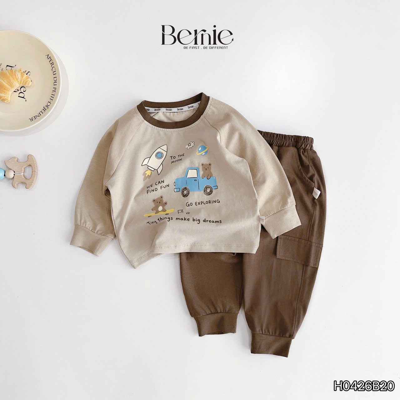 Bộ cotton dài tay raglan rider BERNIE