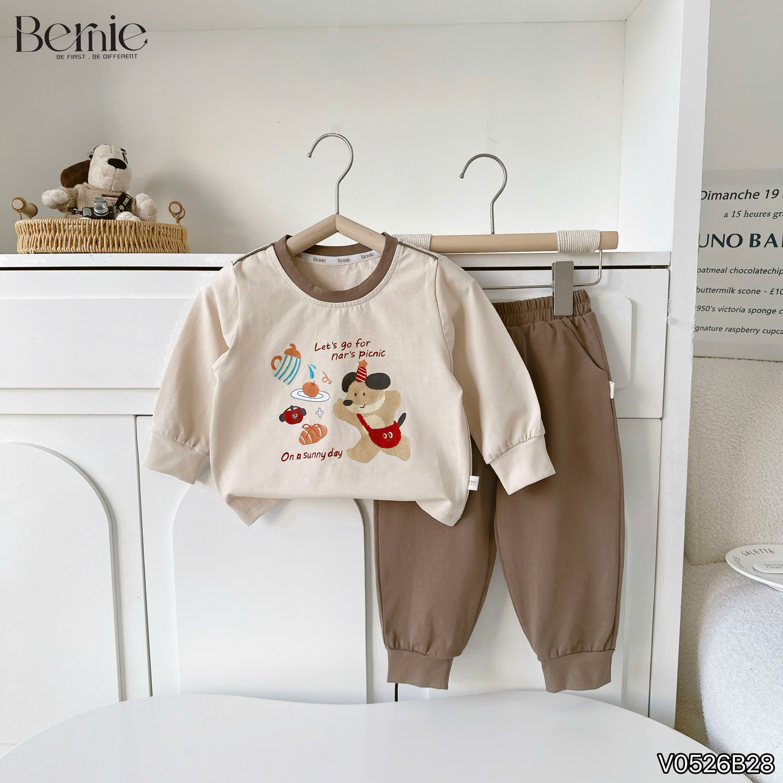 Bộ cotton phối cổ picnic bear Bernie