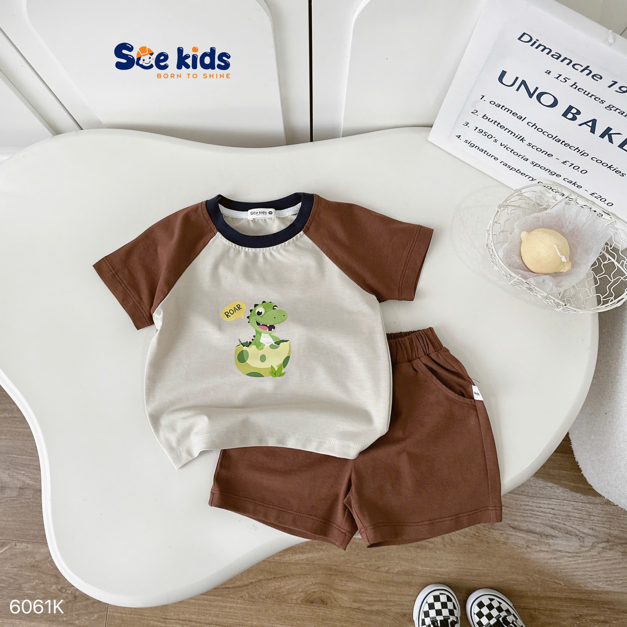 Set thun raglan in hình khủng long SCE KIDS