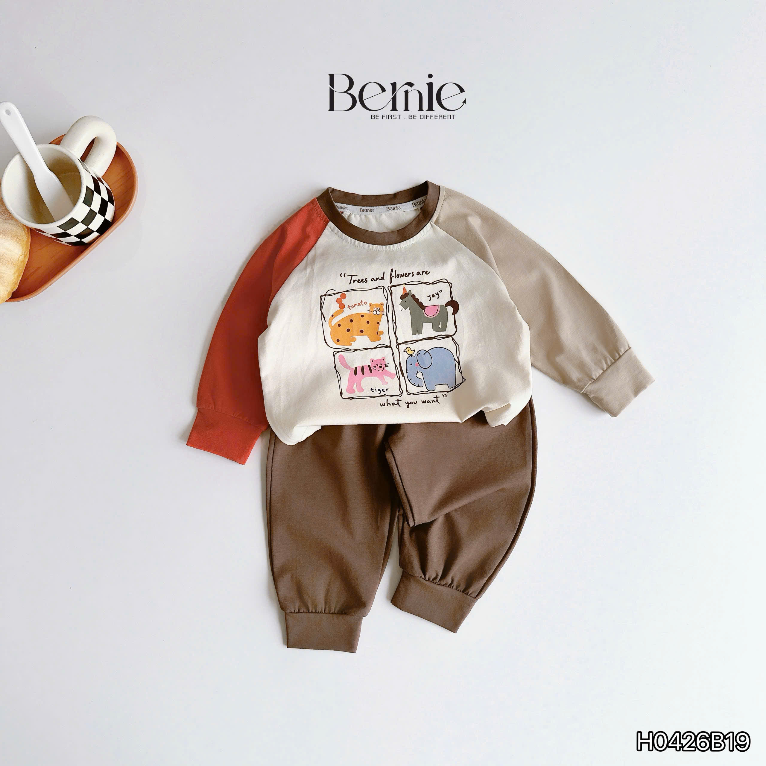Bộ dài tay raglan puppy friends Bernie