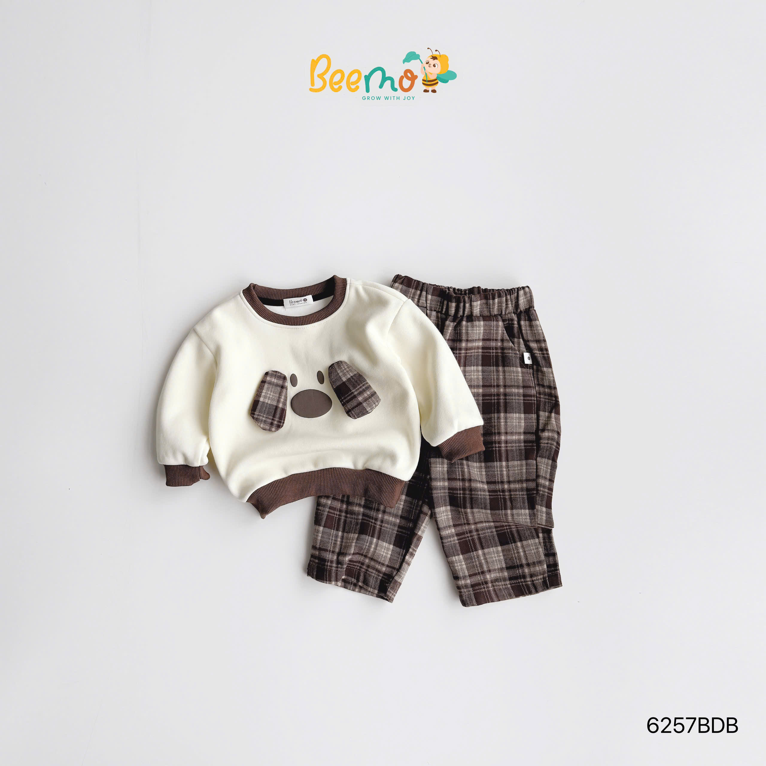 Set nỉ chú cún quần kẻ BEEMO