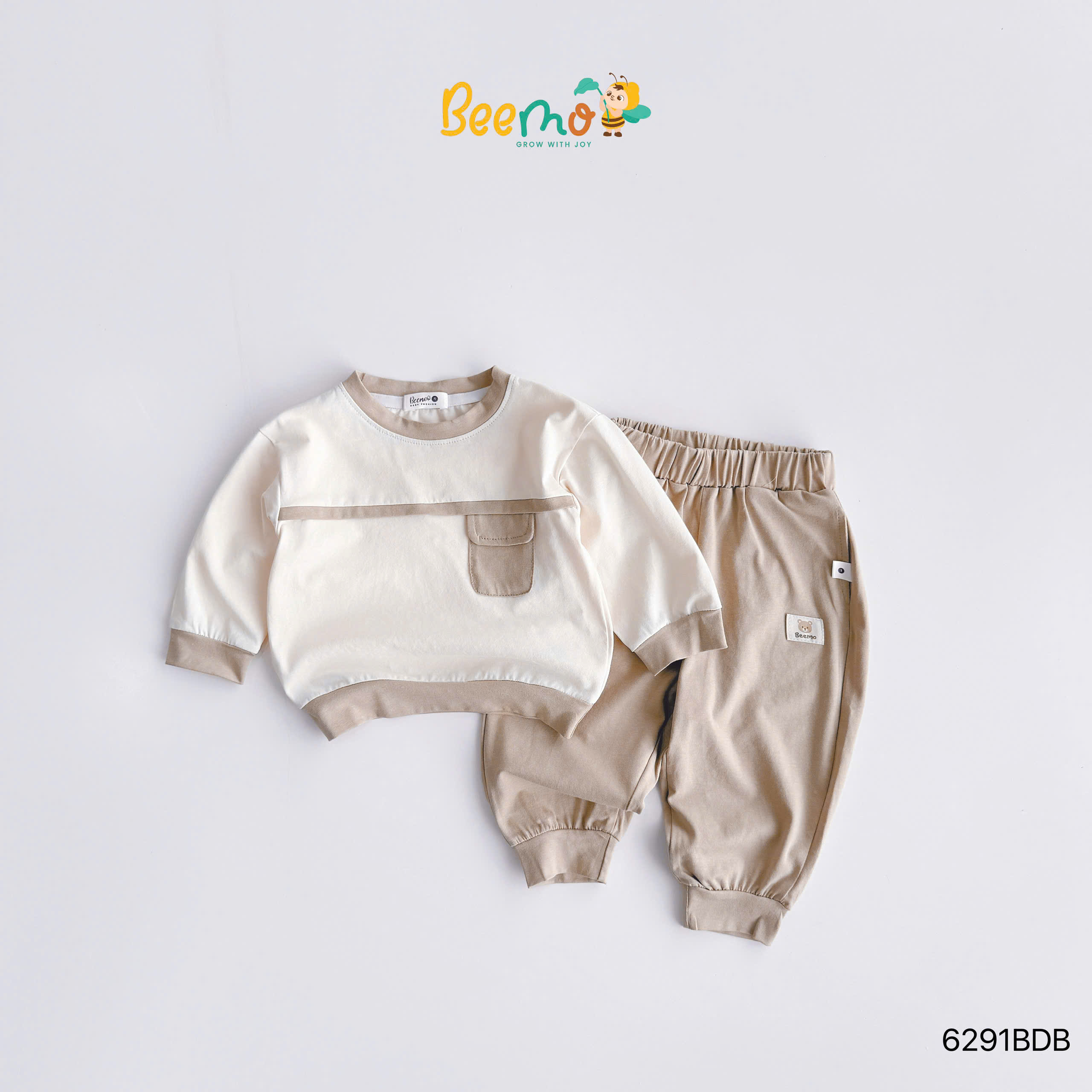 Set thun dài tay phối túi, quần tag gấu BEEMO