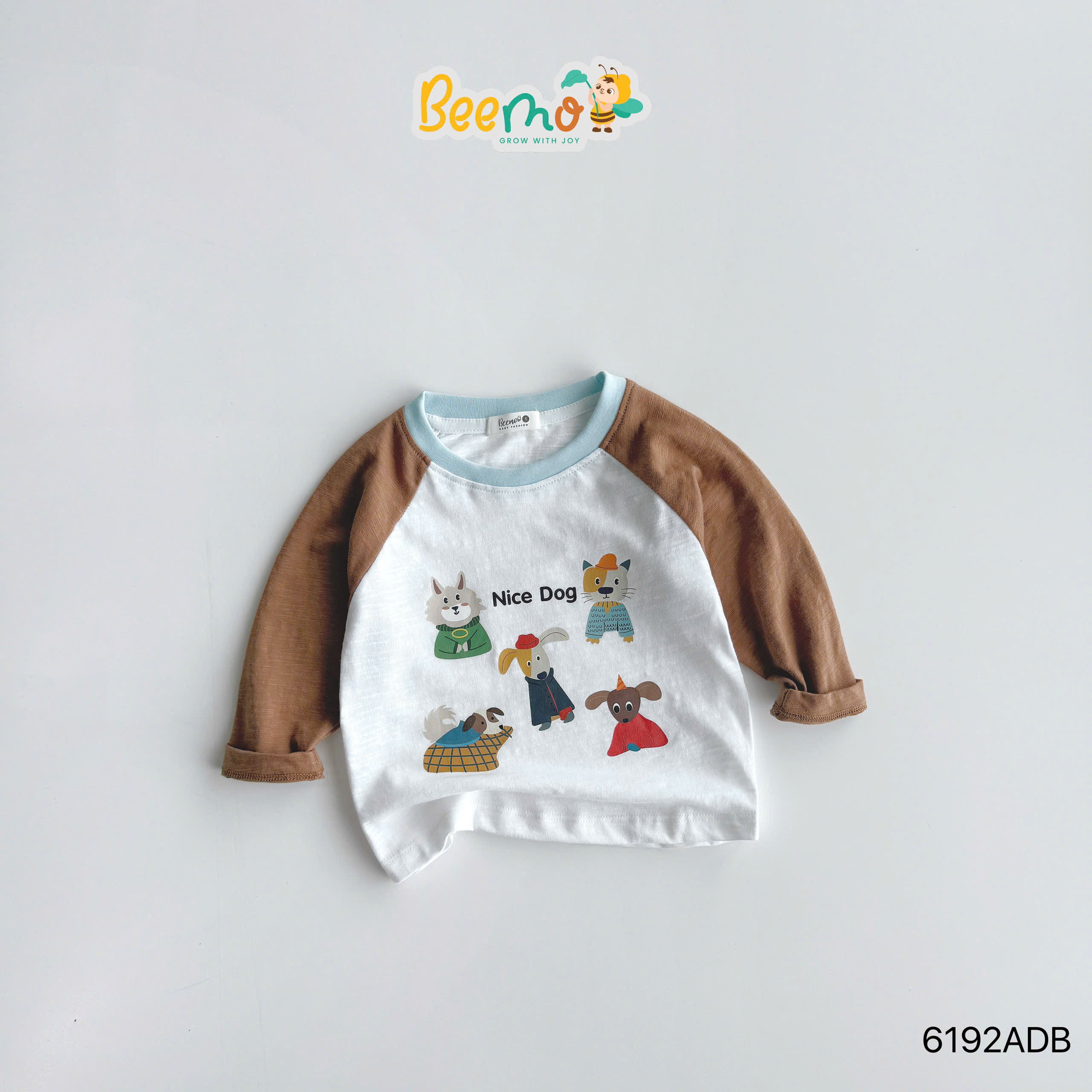 Áo dài tay raglan in hình chú chó Beemo
