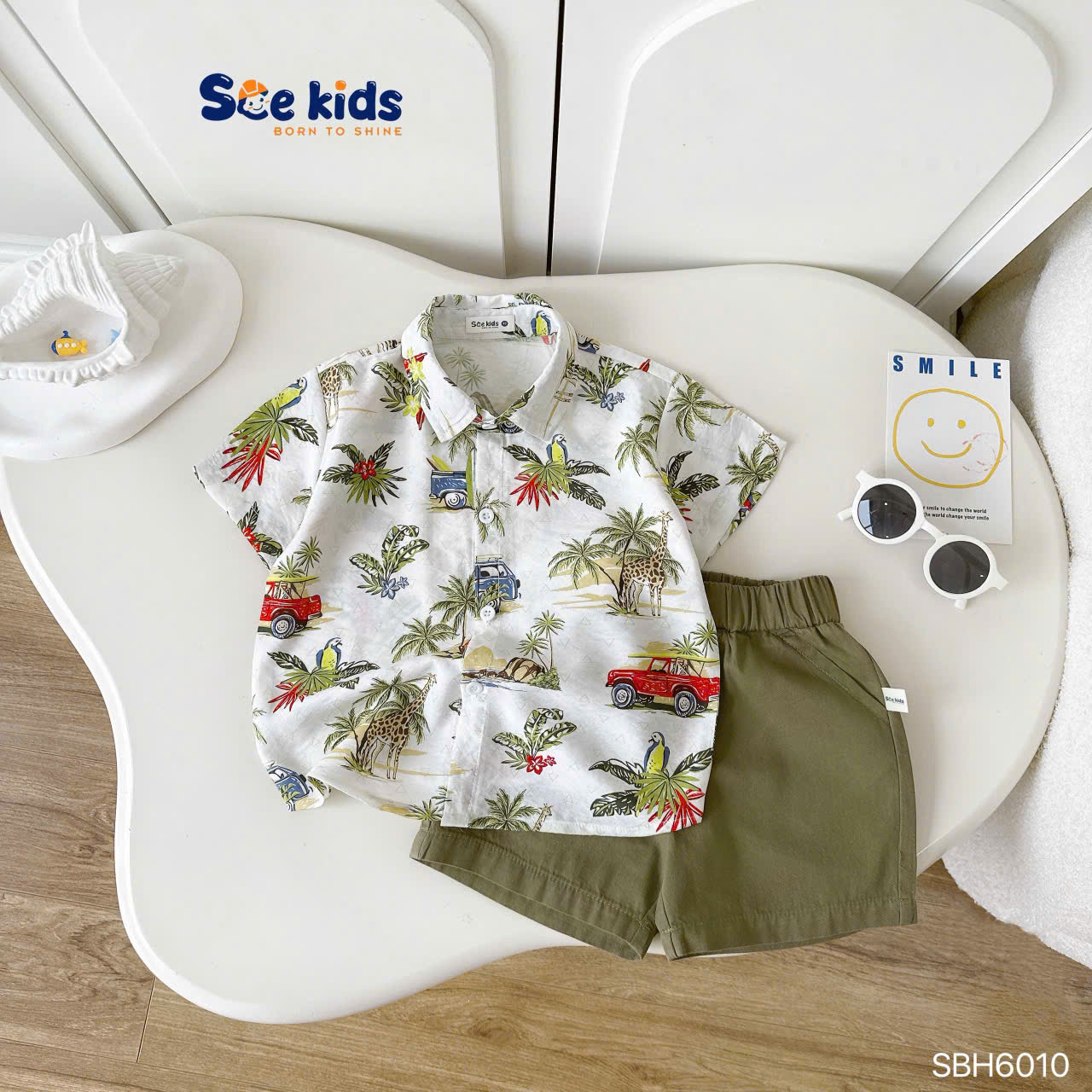 Set sơ mi họa tiết mùa hè SCE KIDS