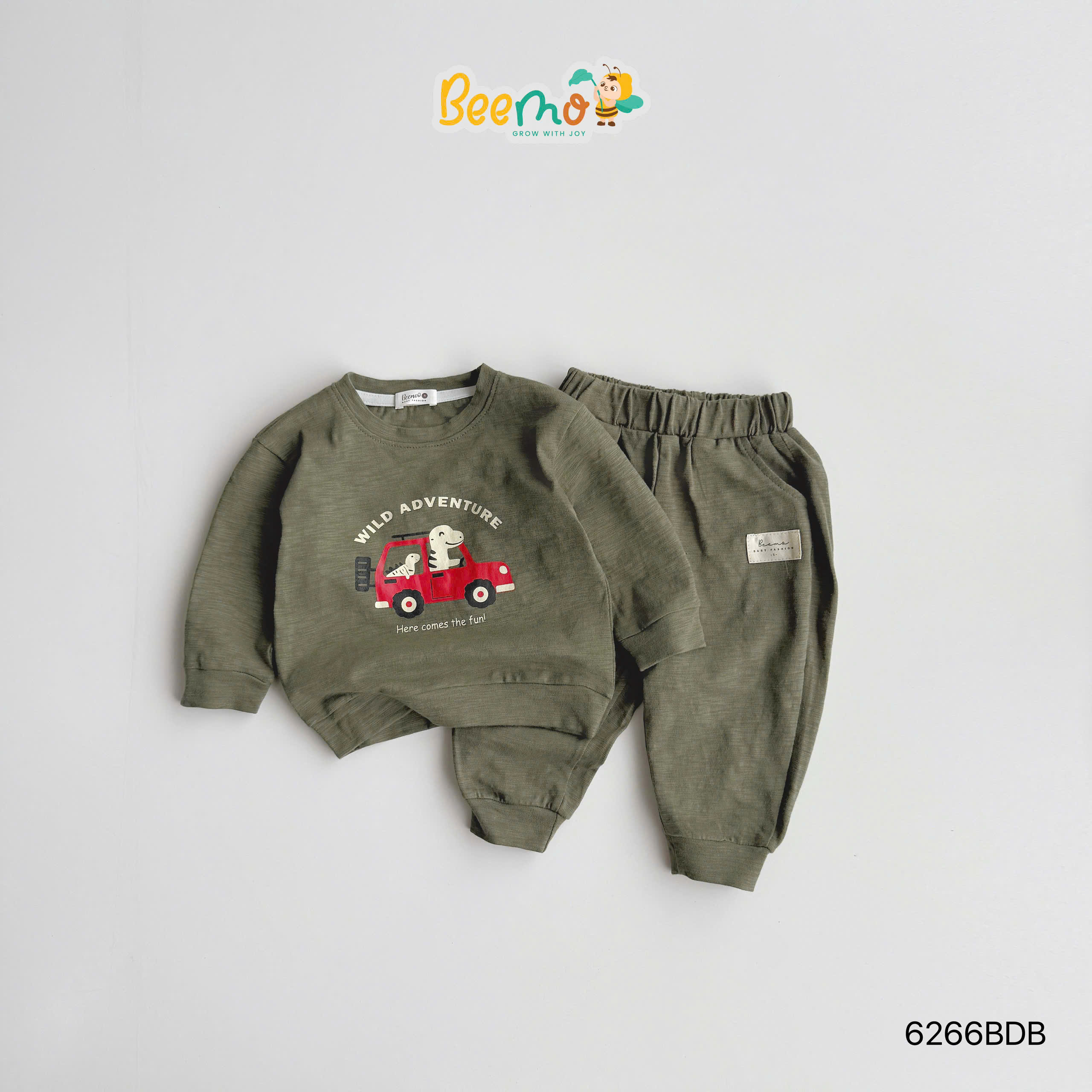 Set cotton xước dài tay in hình ô tô BEEMO