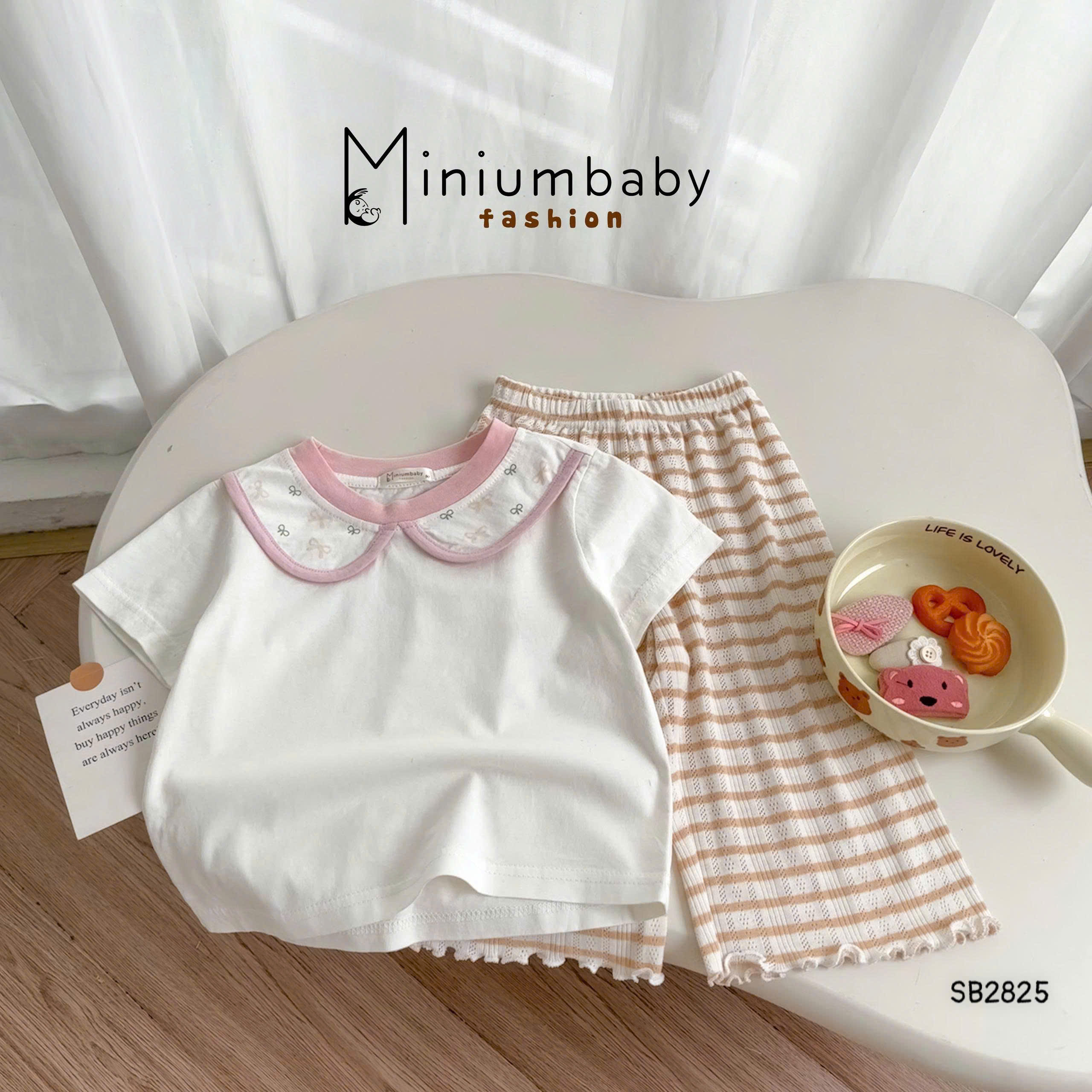 Set cotton lửng cổ sen MINIUMBABY
