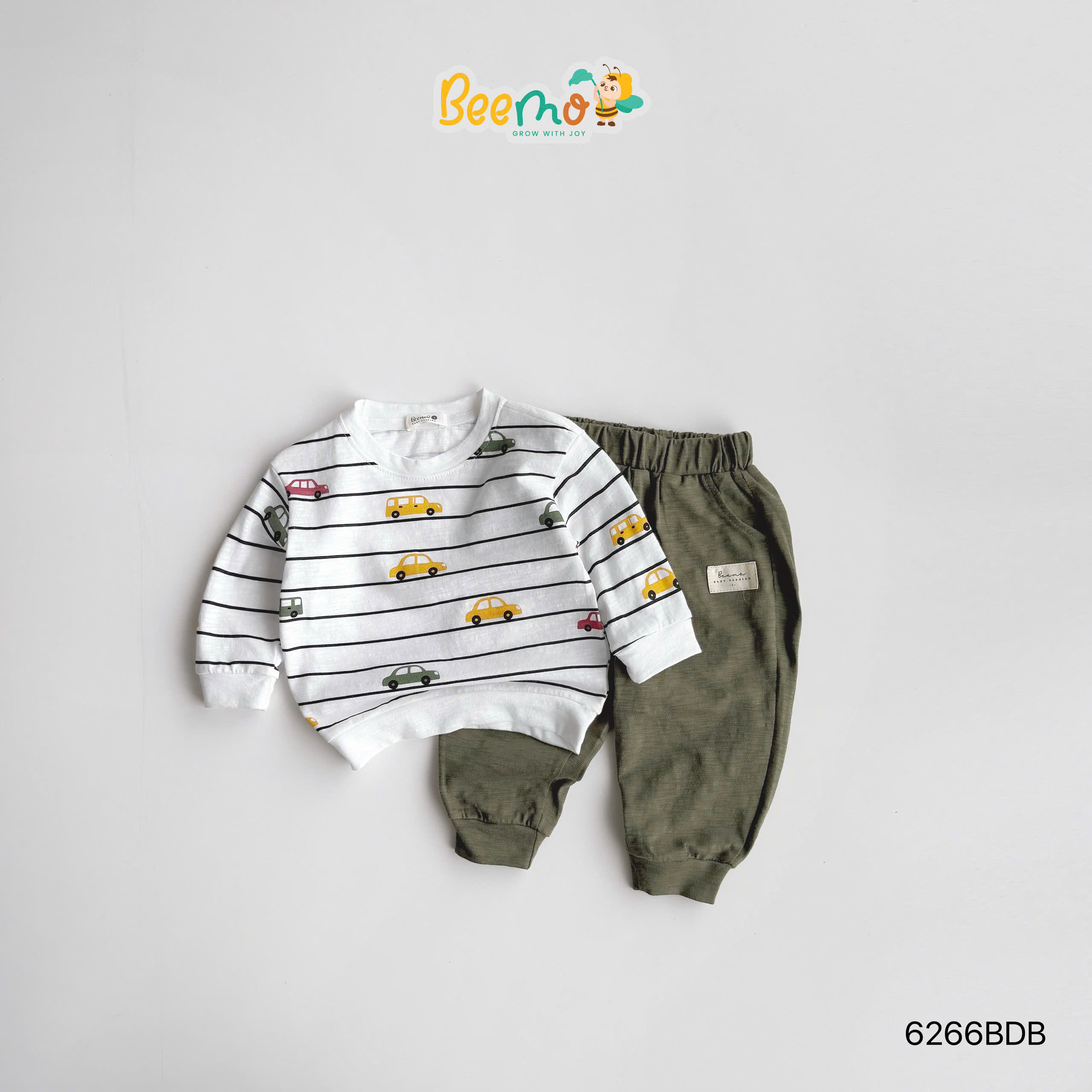 Set cotton xước dài tay in hình ô tô BEEMO