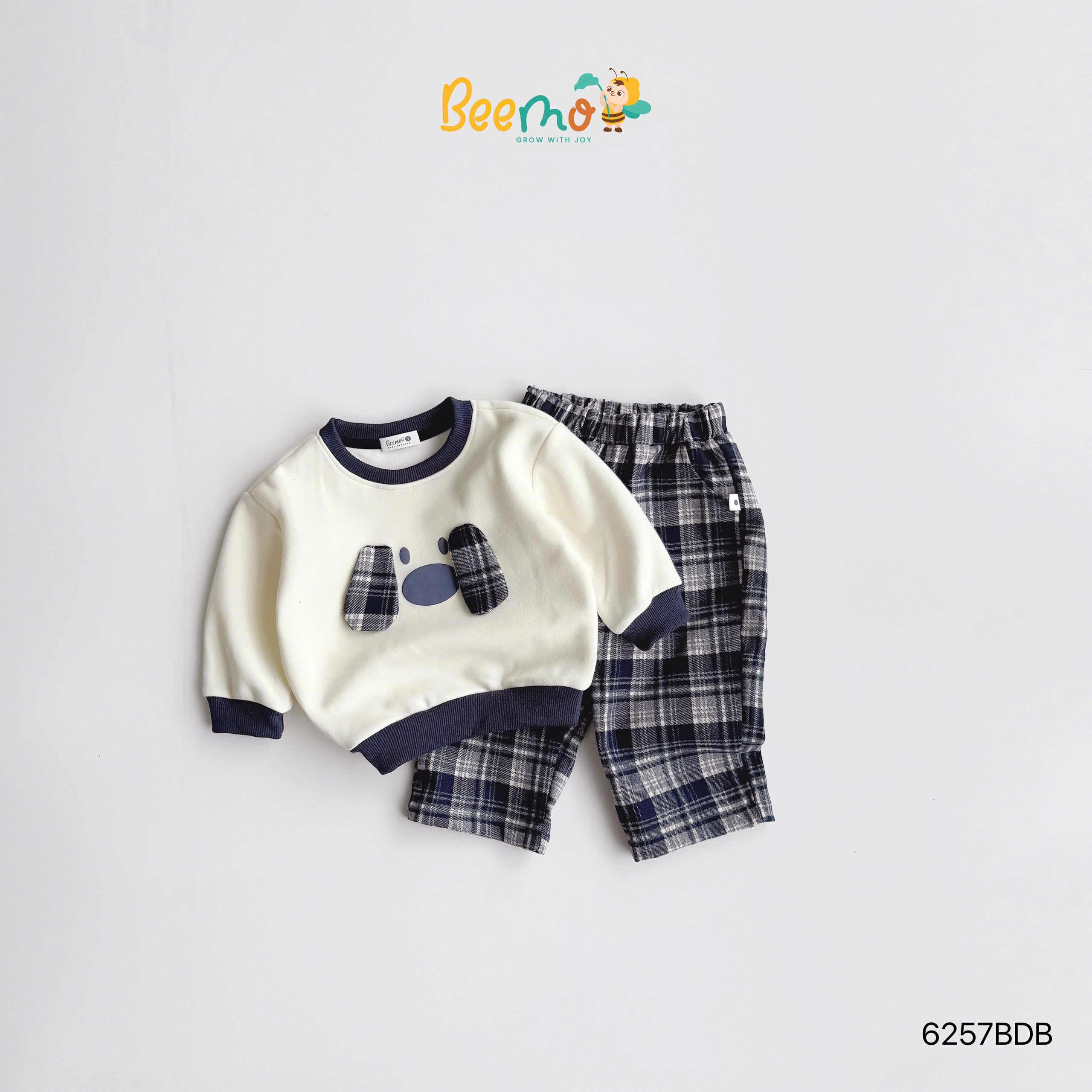 Set nỉ chú cún quần kẻ BEEMO