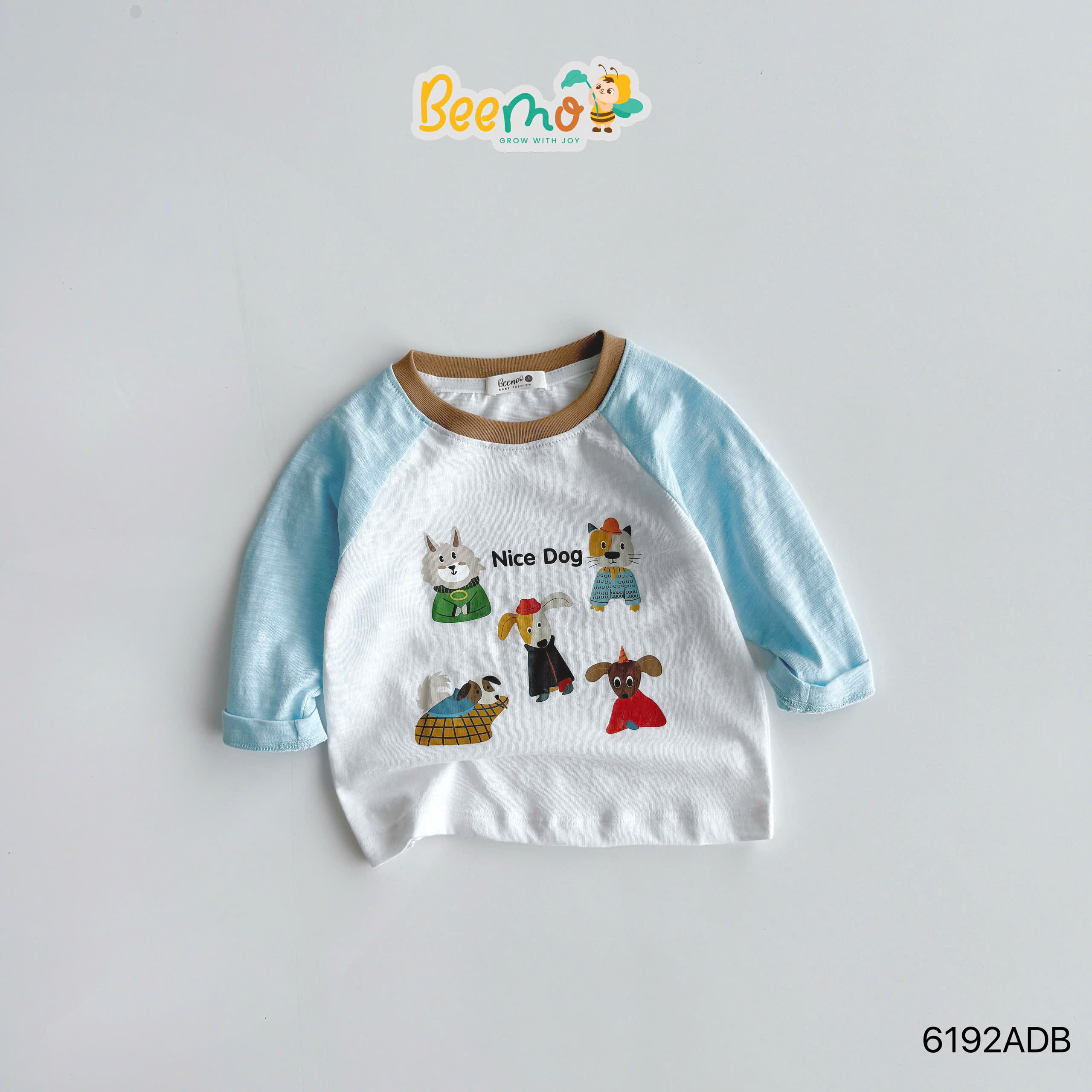 Áo dài tay raglan in hình chú chó Beemo