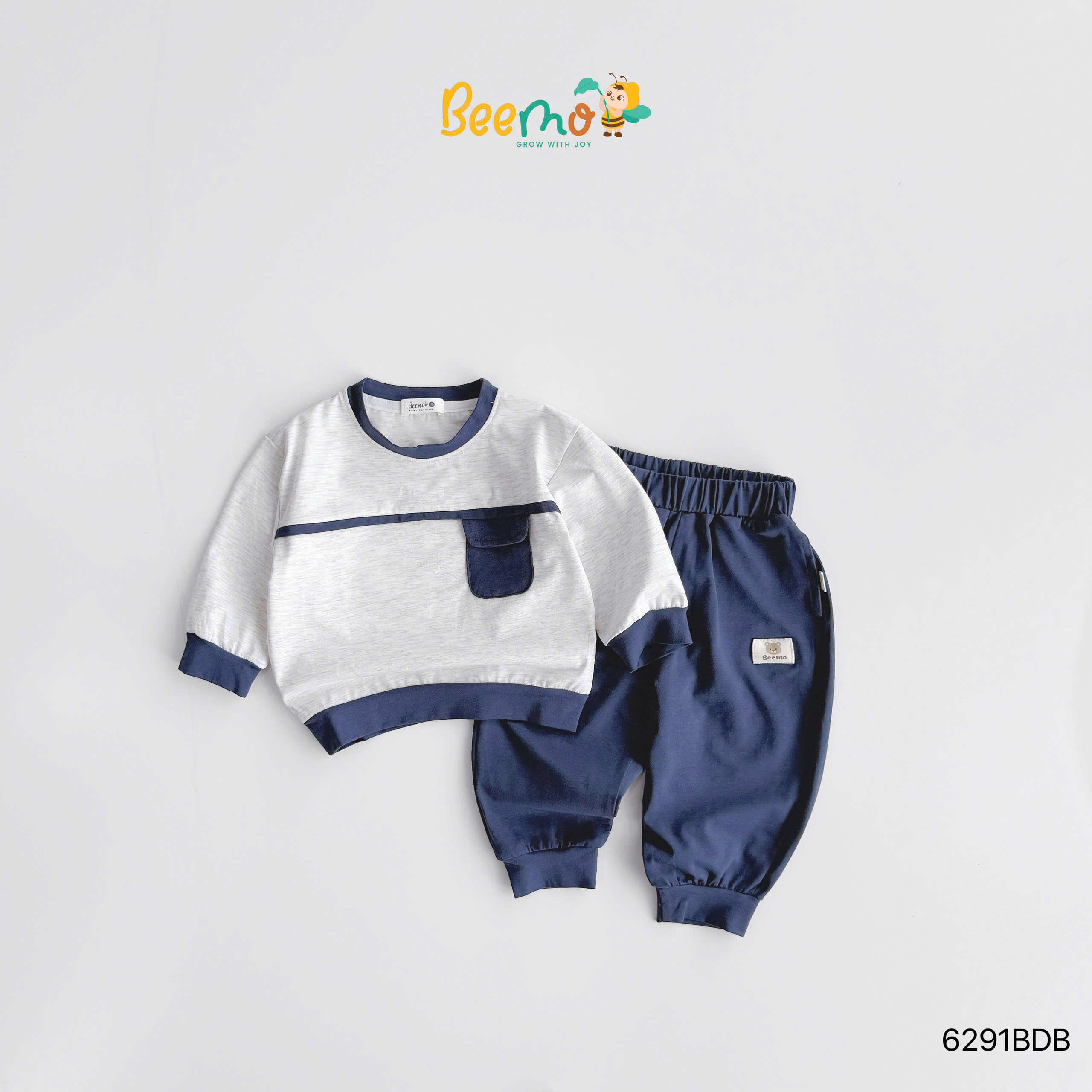 Set thun dài tay phối túi, quần tag gấu BEEMO