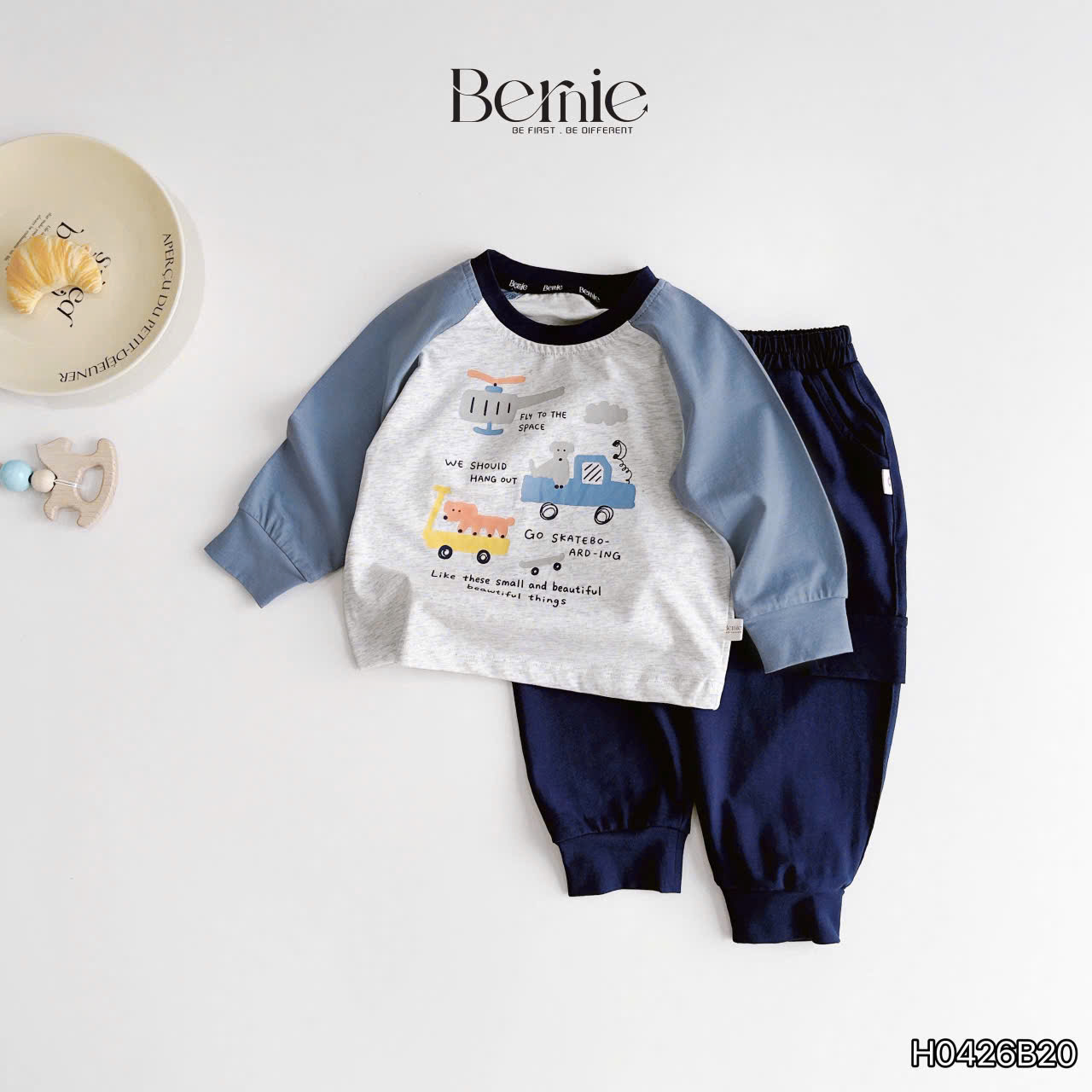 Bộ cotton dài tay raglan rider BERNIE