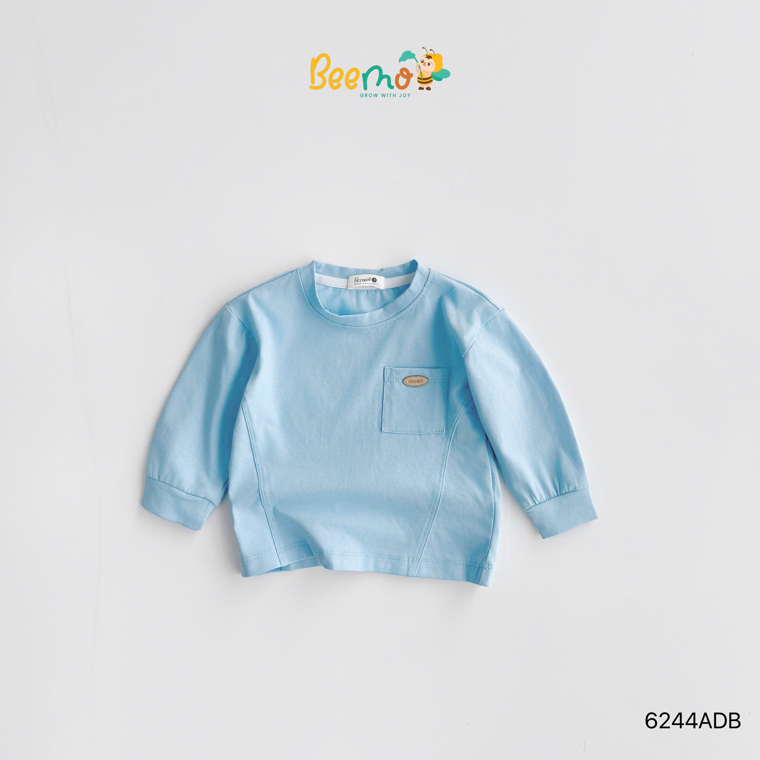 Áo cotton dài tay phối túi tag BEEMO