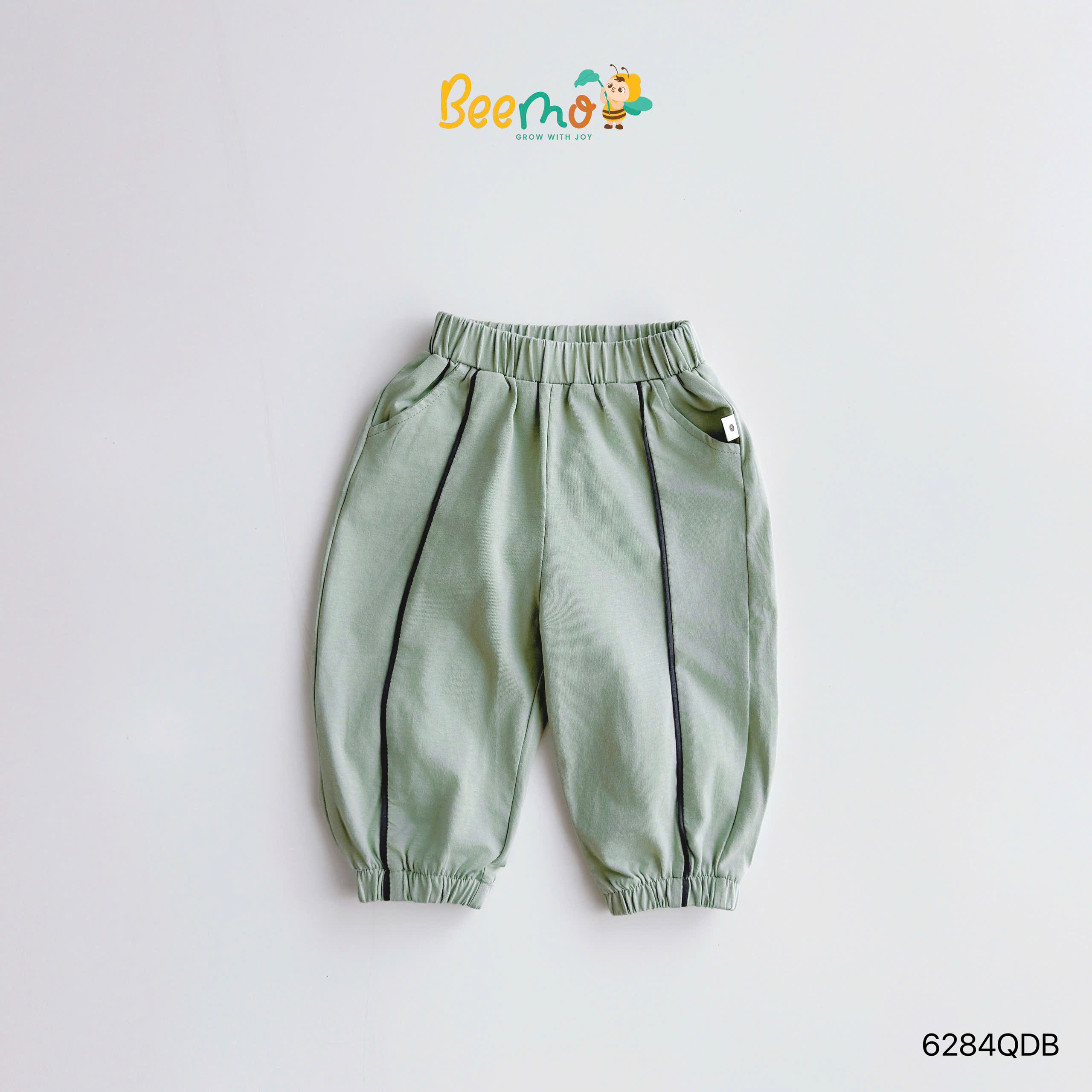 Quần dài cotton bo gấu phối line Beemo