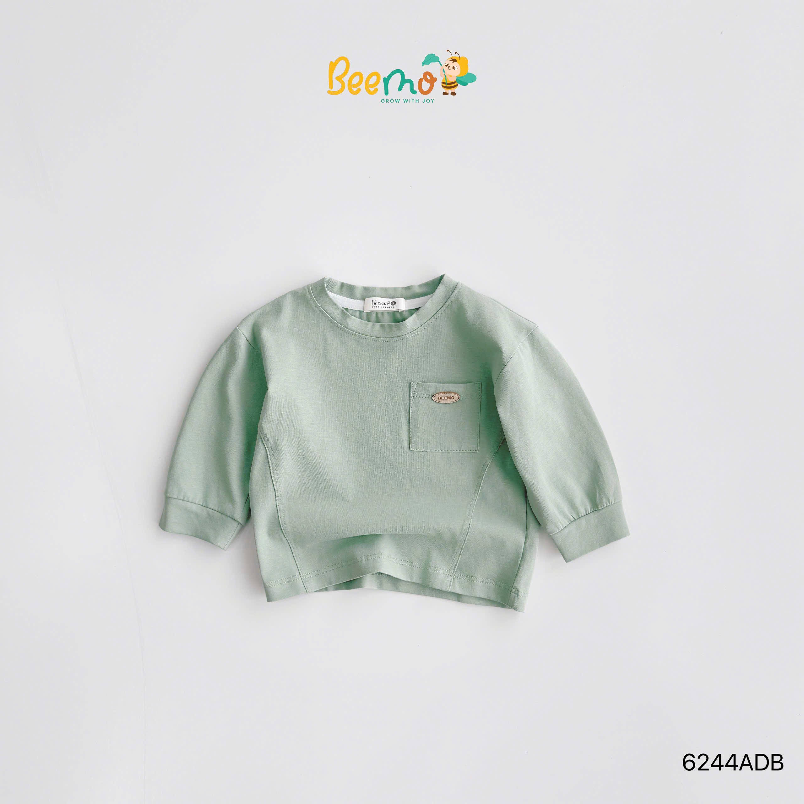 Áo cotton dài tay phối túi tag BEEMO