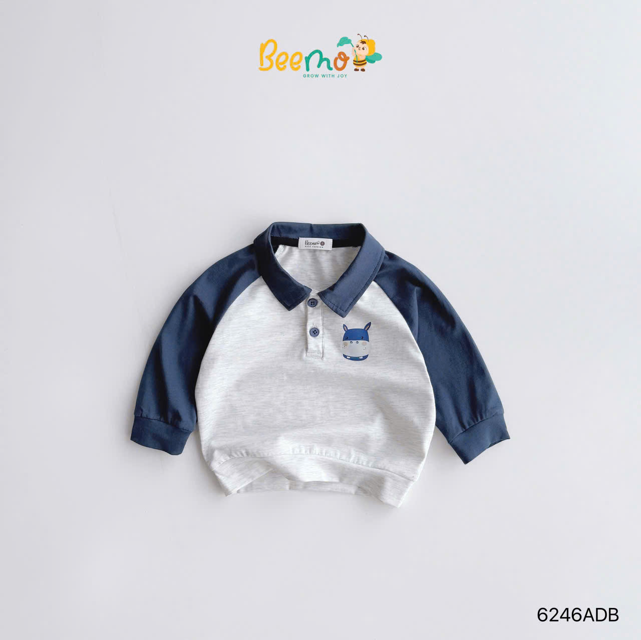 Áo polo dài tay in hình động vật dễ thương BEEMO