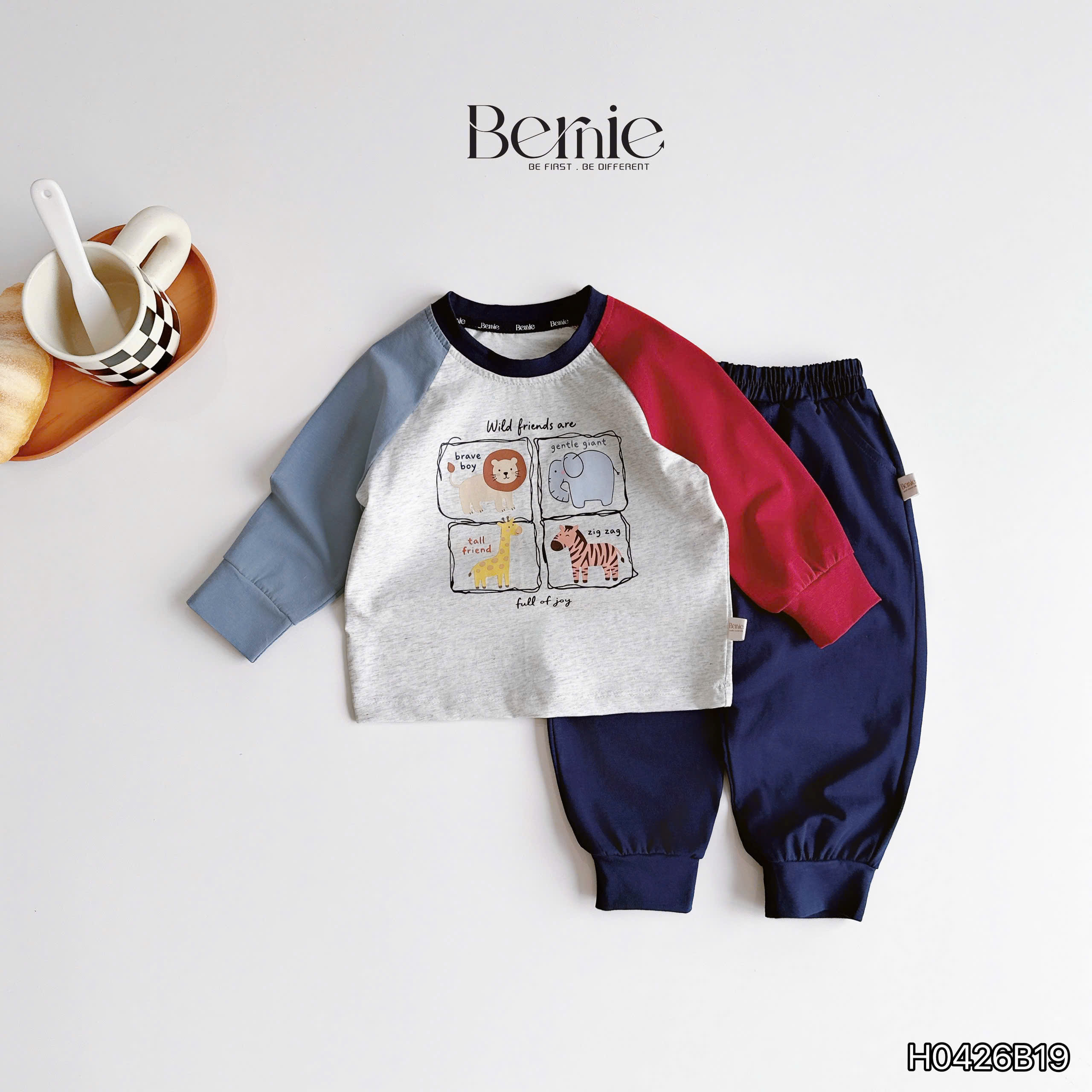 Bộ dài tay raglan puppy friends Bernie