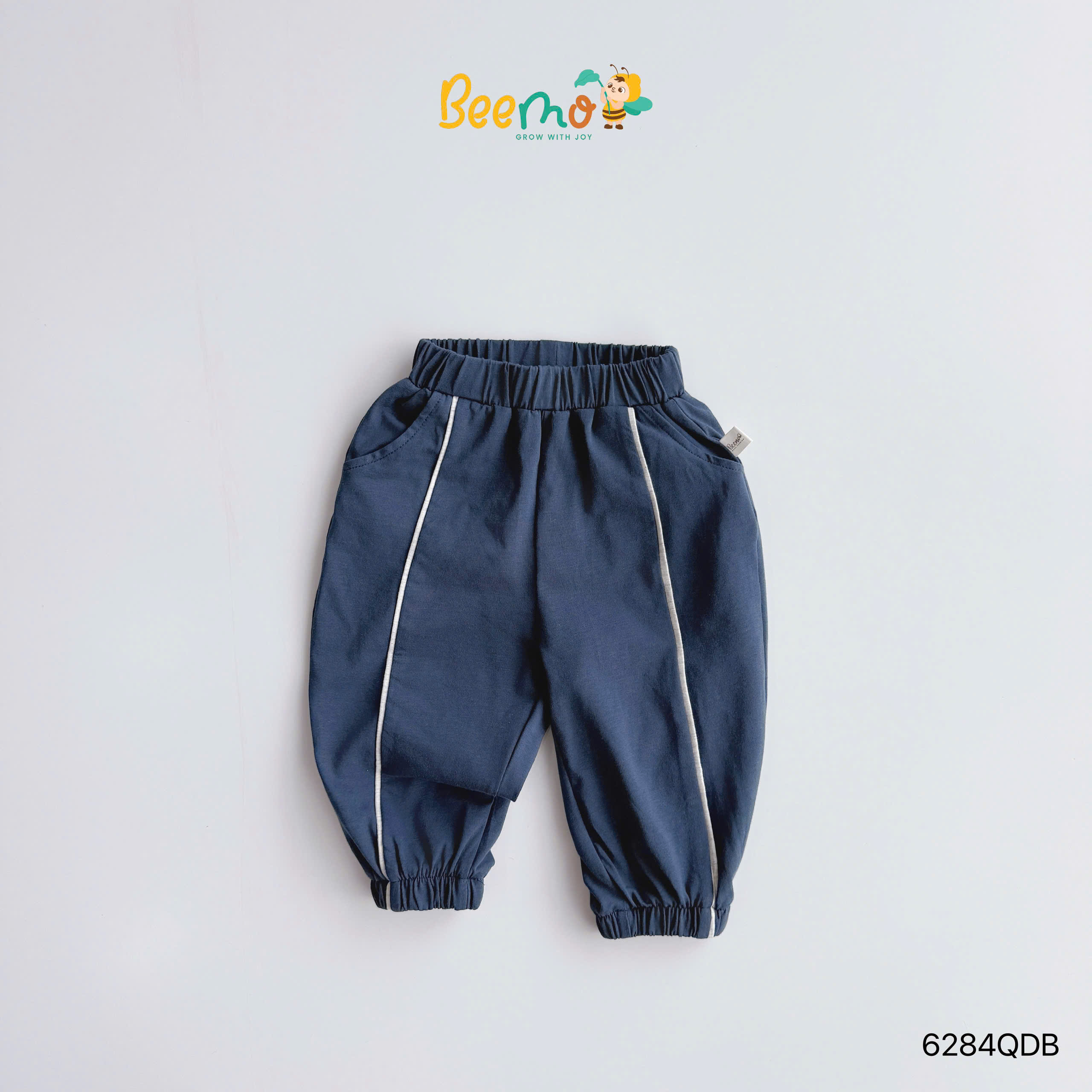 Quần dài cotton bo gấu phối line Beemo