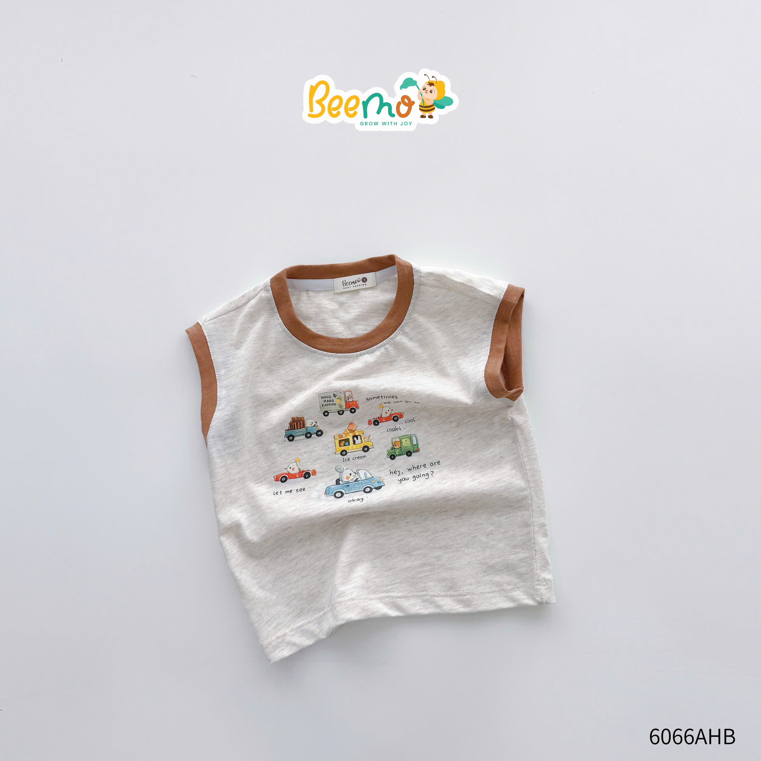 Áo ba lỗ cotton xược in hình ô tô Beemo