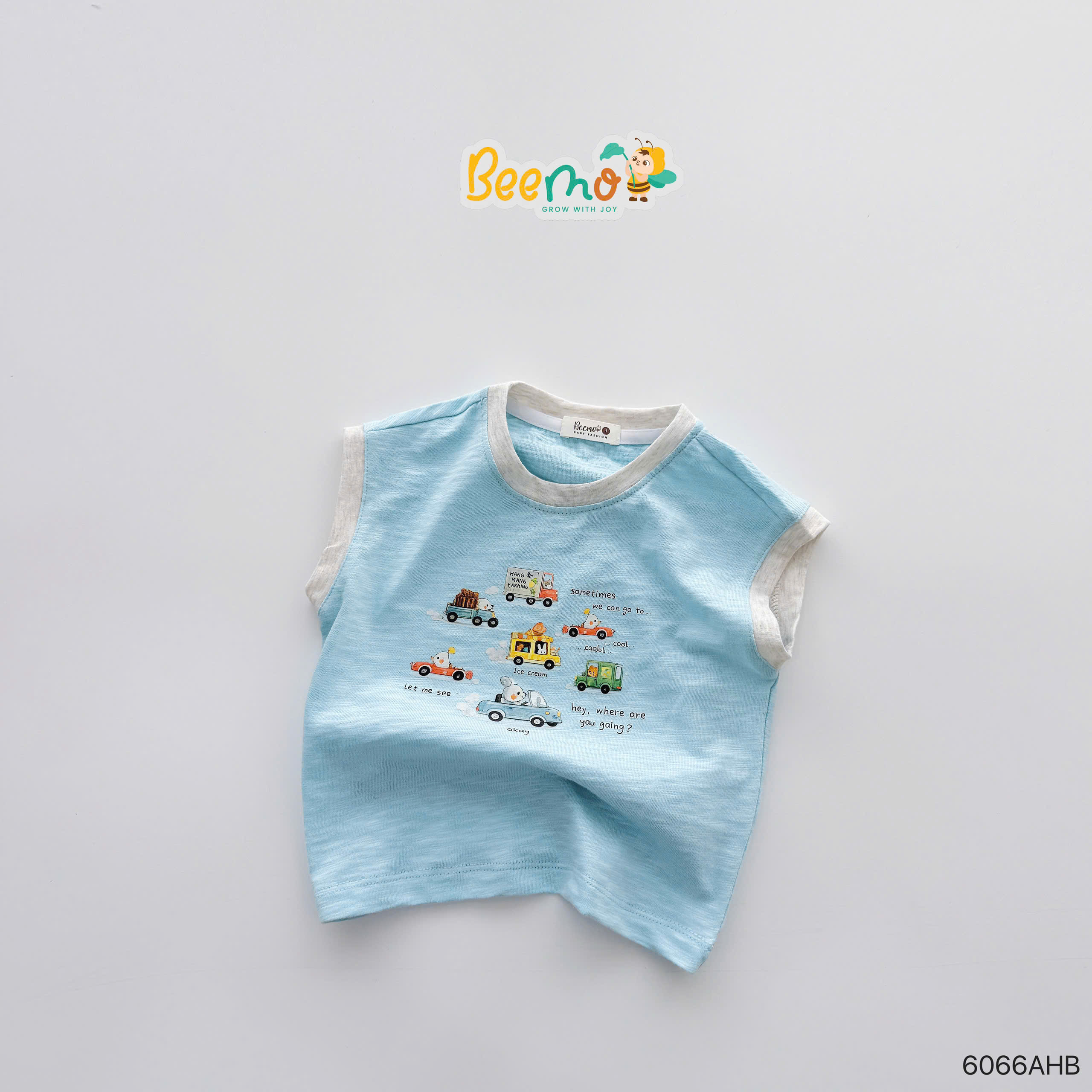 Áo ba lỗ cotton xược in hình ô tô Beemo