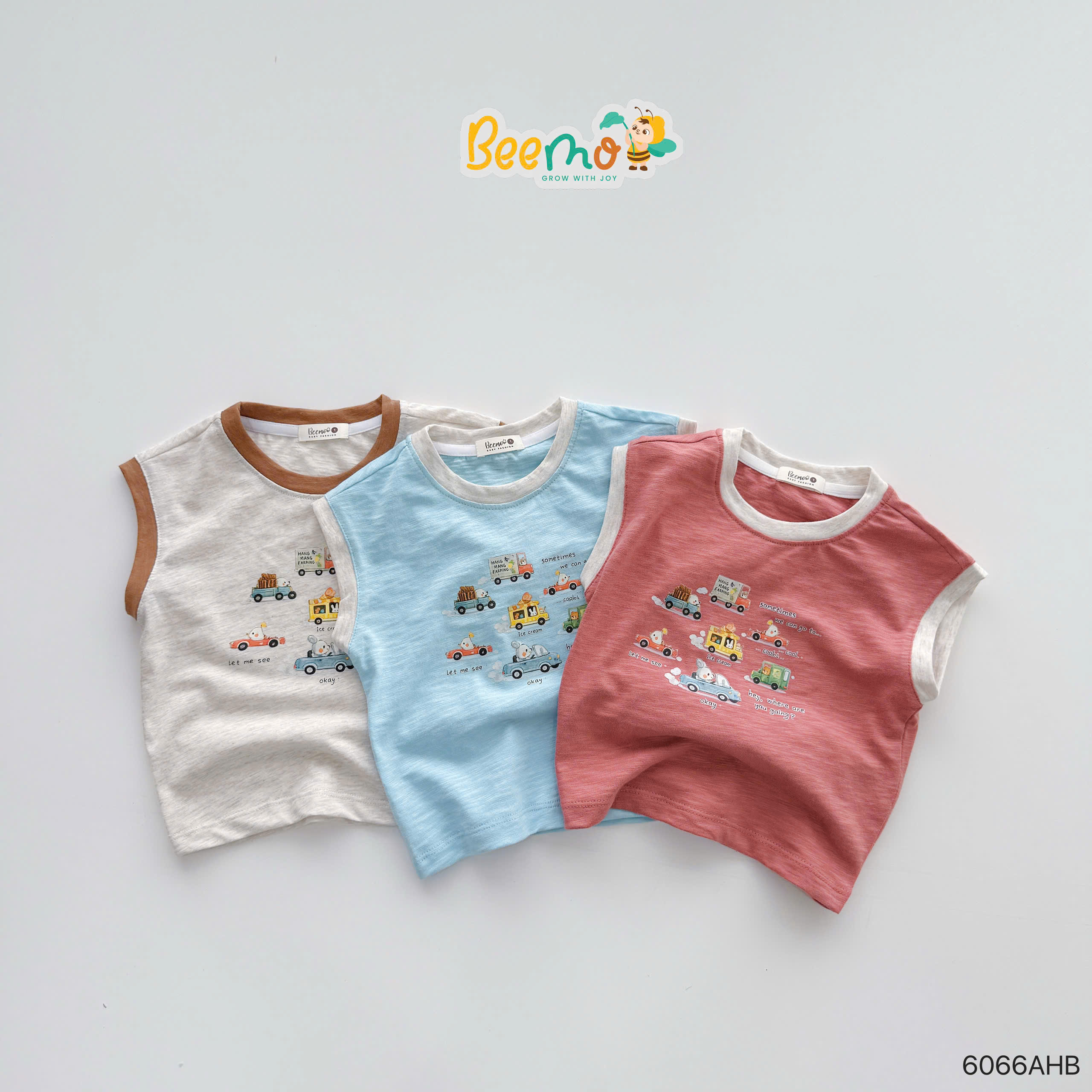 Áo ba lỗ cotton xược in hình ô tô Beemo