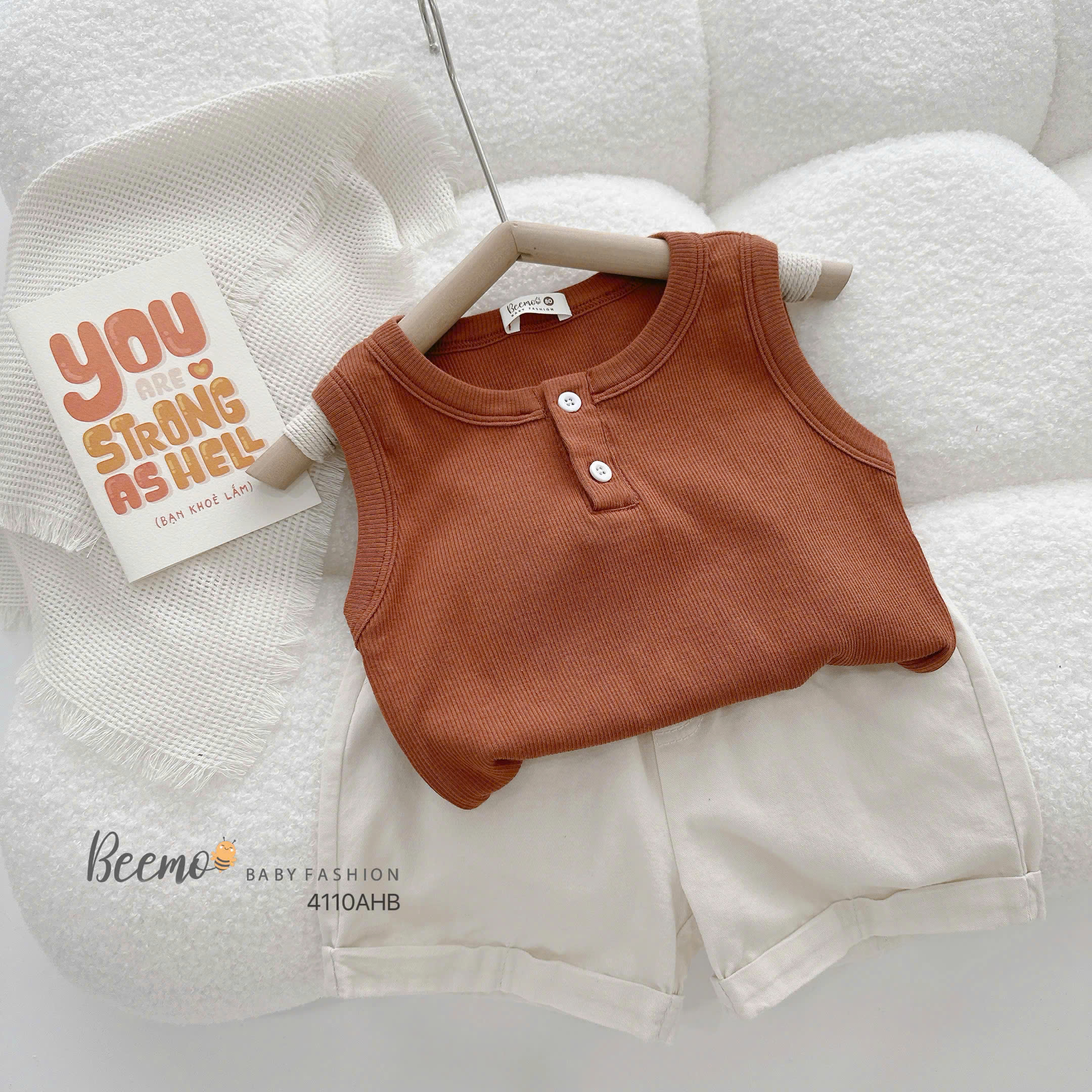 Áo ba lỗ thun tăm phối khuy Beemo