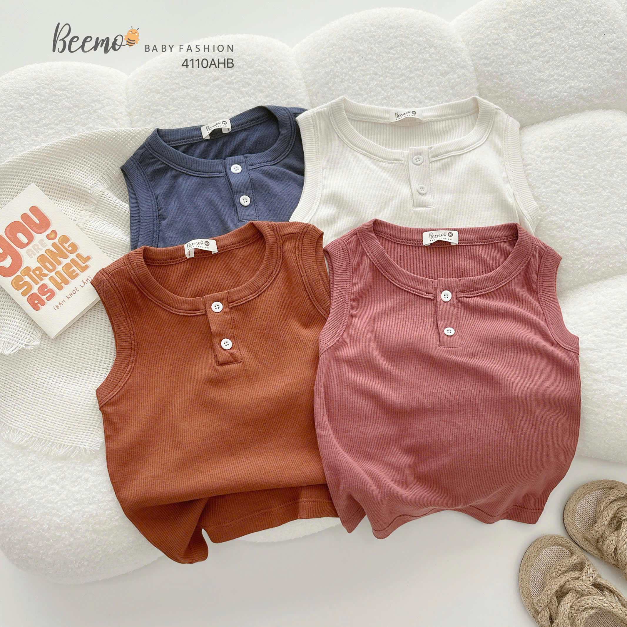 Áo ba lỗ thun tăm phối khuy Beemo