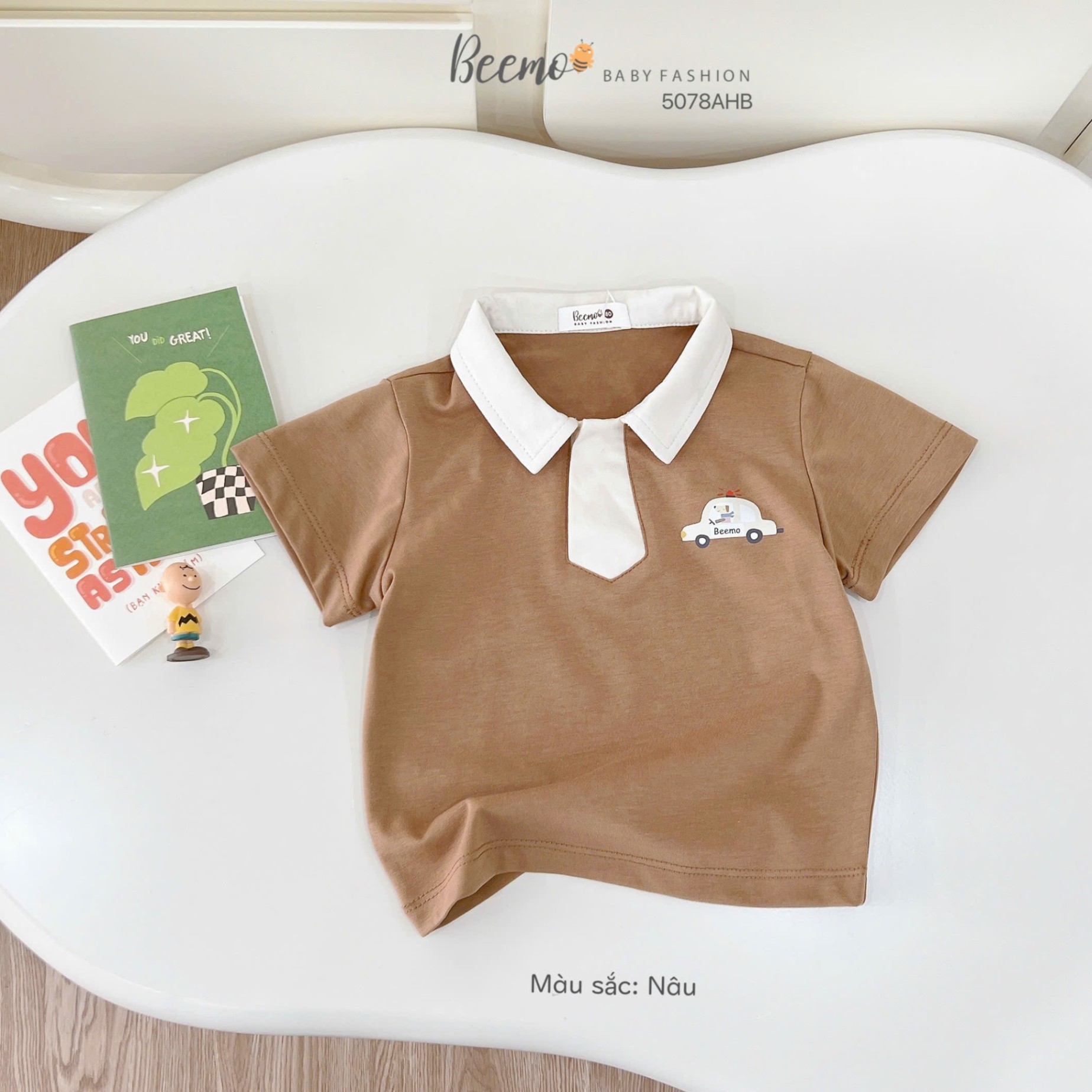 Áo cộc tay polo in hình ô tô Beemo
