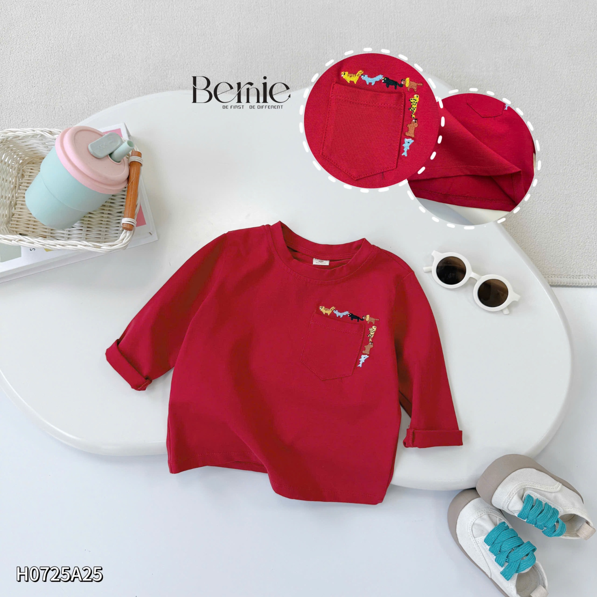 Áo cotton dài tay động vật vui nhộn Bernie