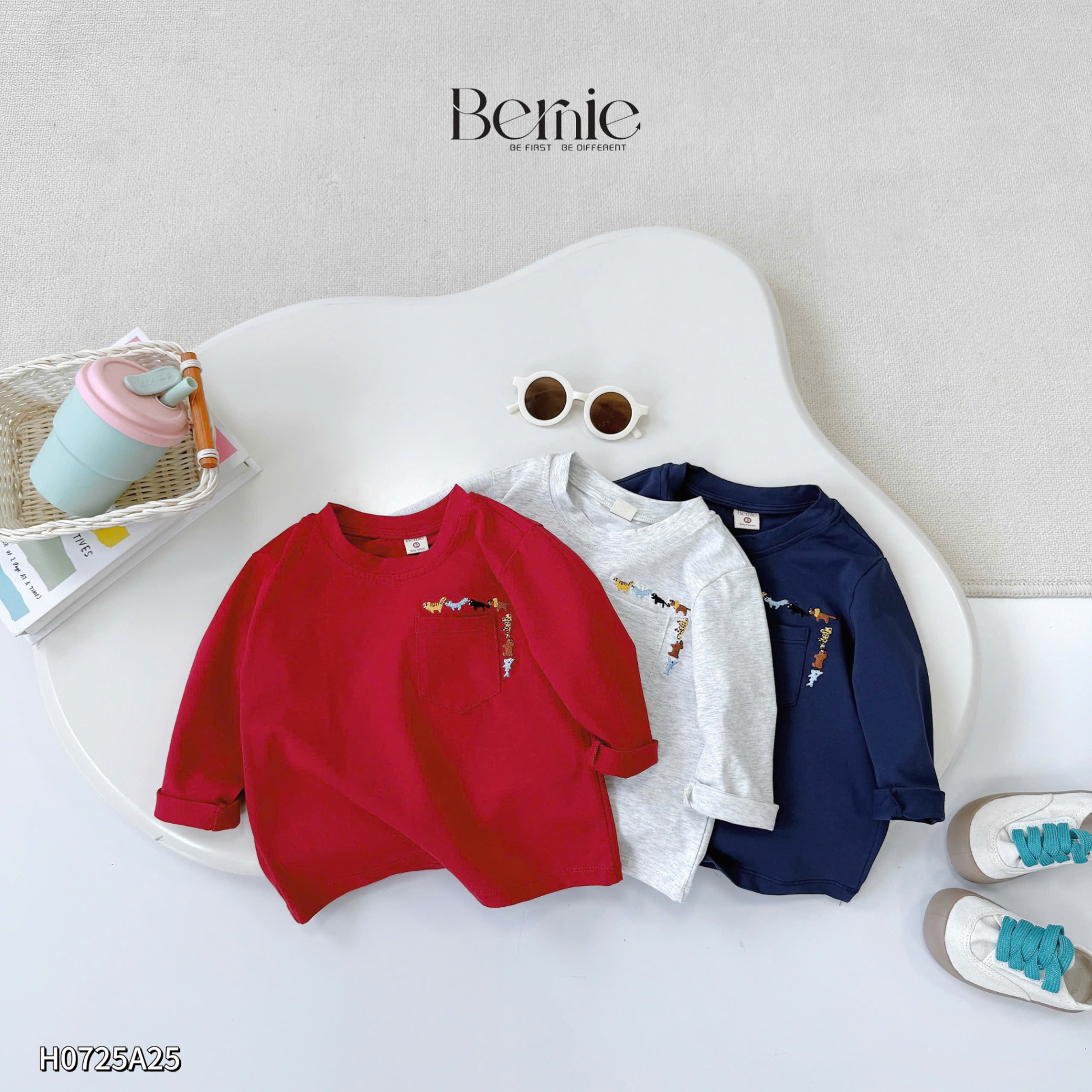 Áo cotton dài tay động vật vui nhộn Bernie