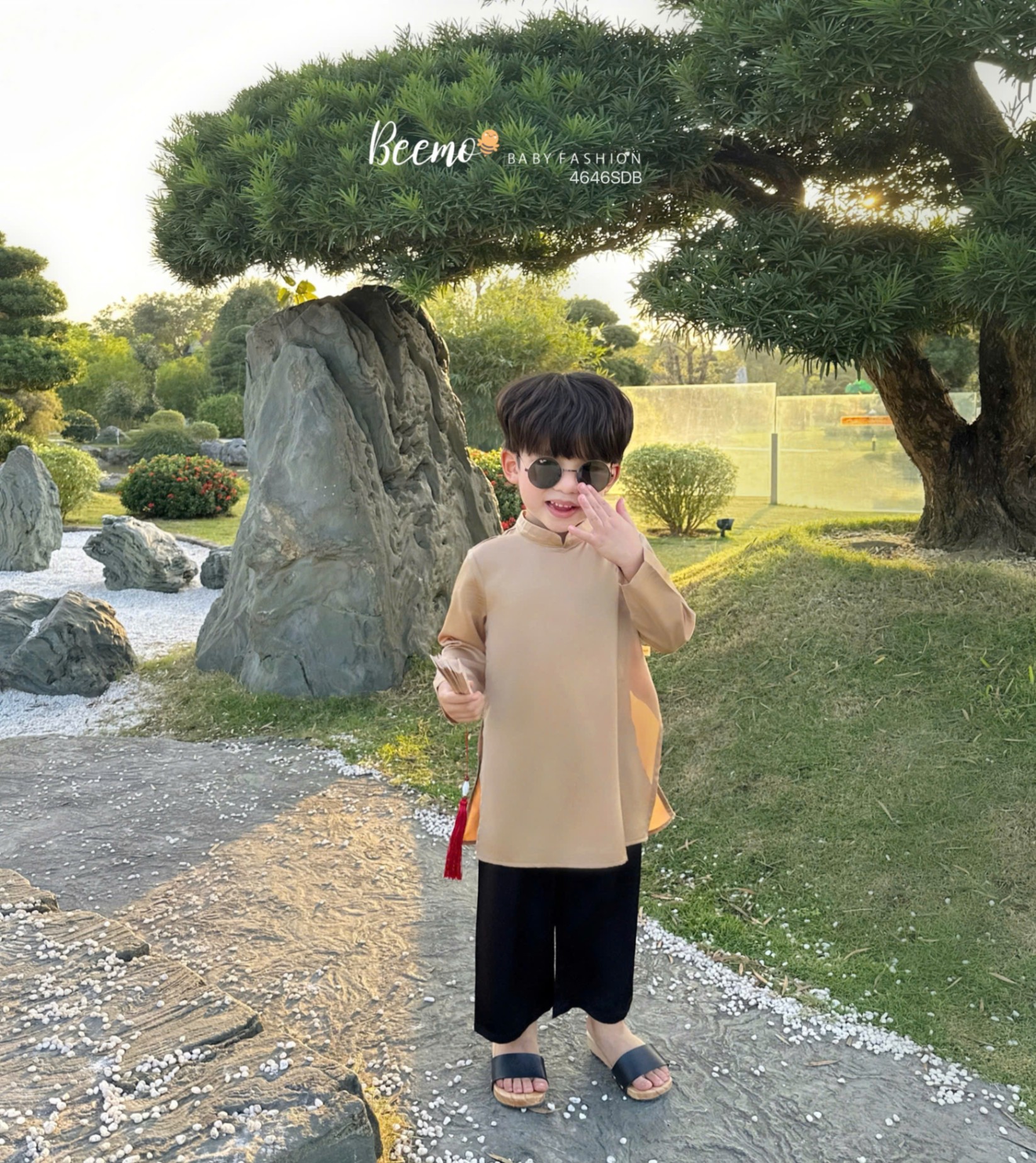 Áo dài lụa ngọc trai basic Beemo