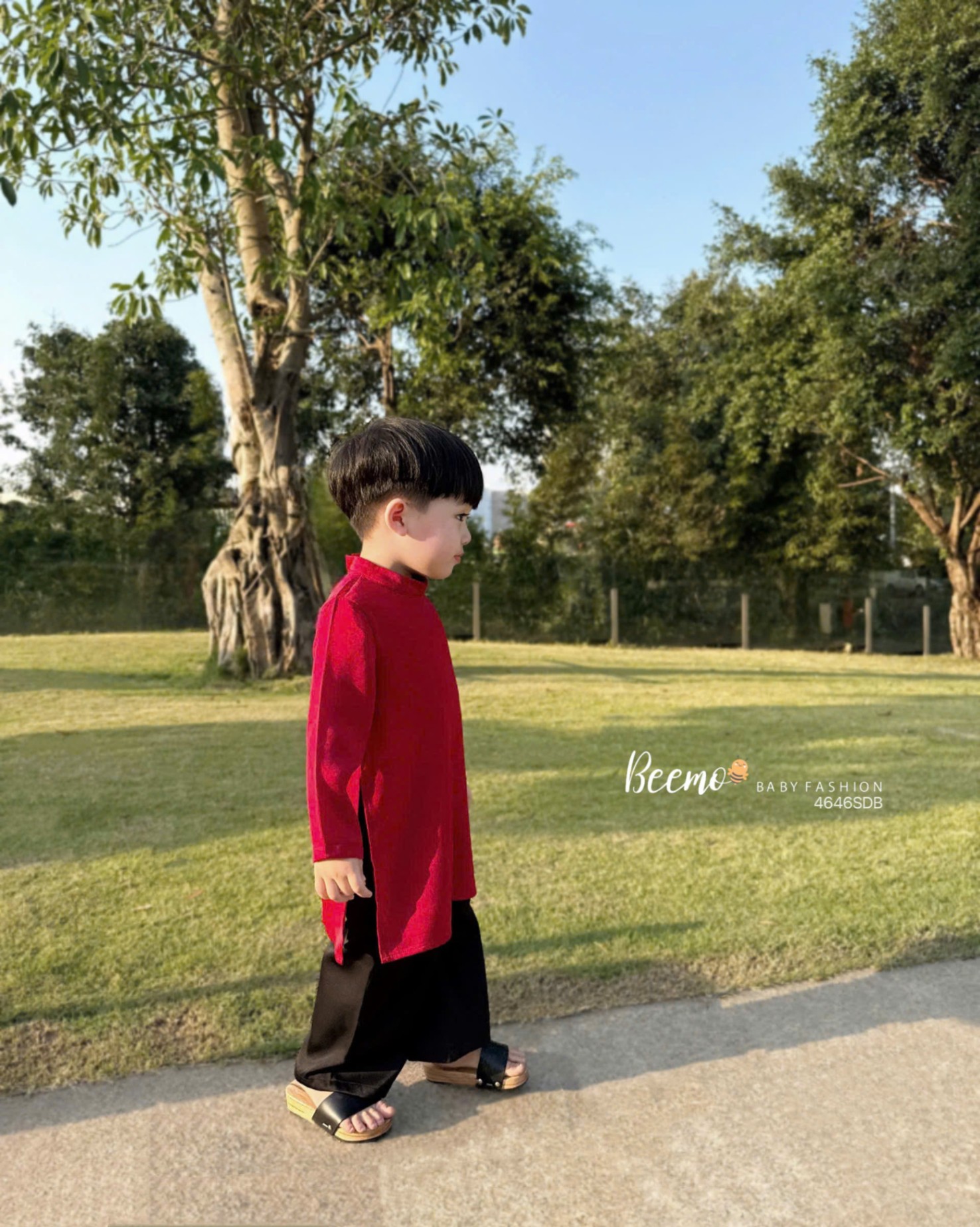 Áo dài lụa ngọc trai basic Beemo