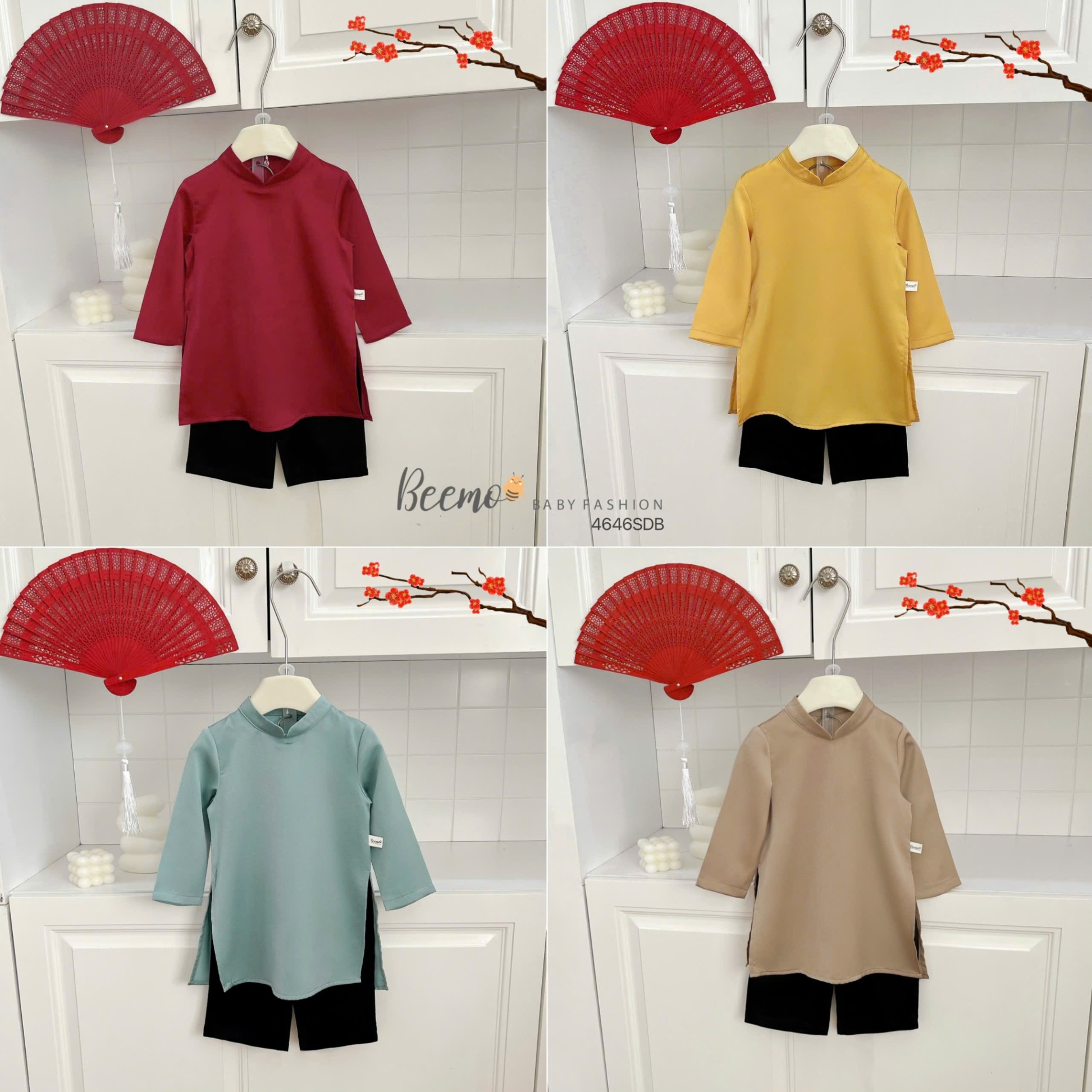 Áo dài lụa ngọc trai basic Beemo