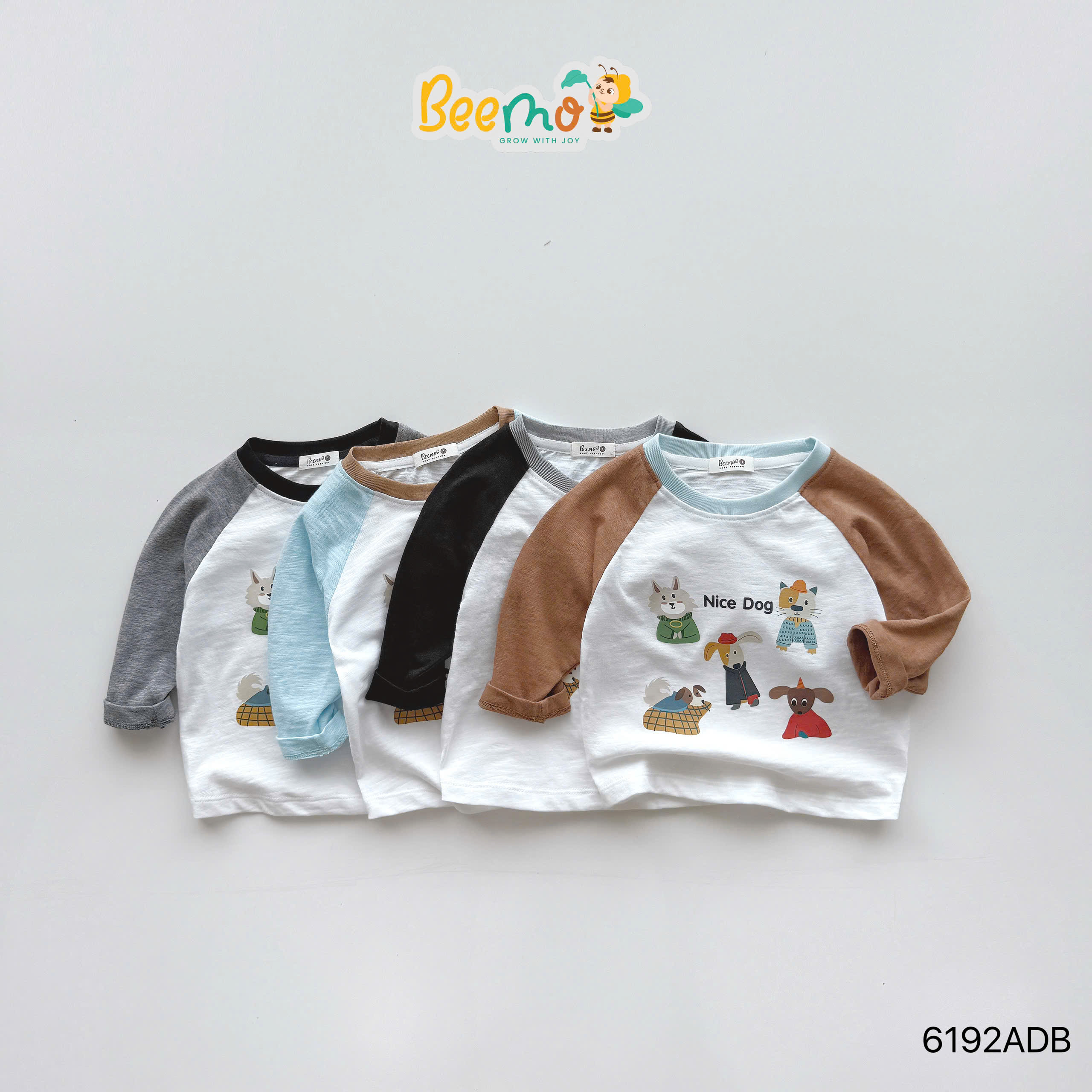 Áo dài tay raglan in hình chú chó Beemo