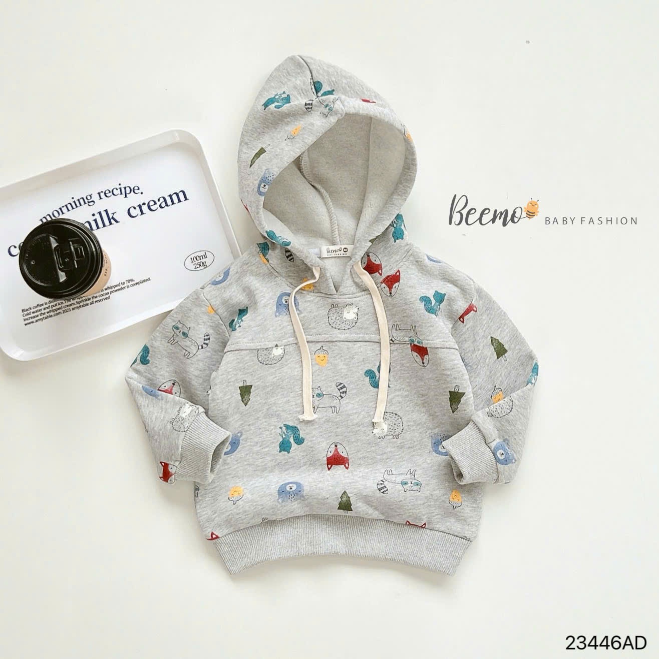 Áo hoodie nỉ bông in tràn dễ thương Beemo