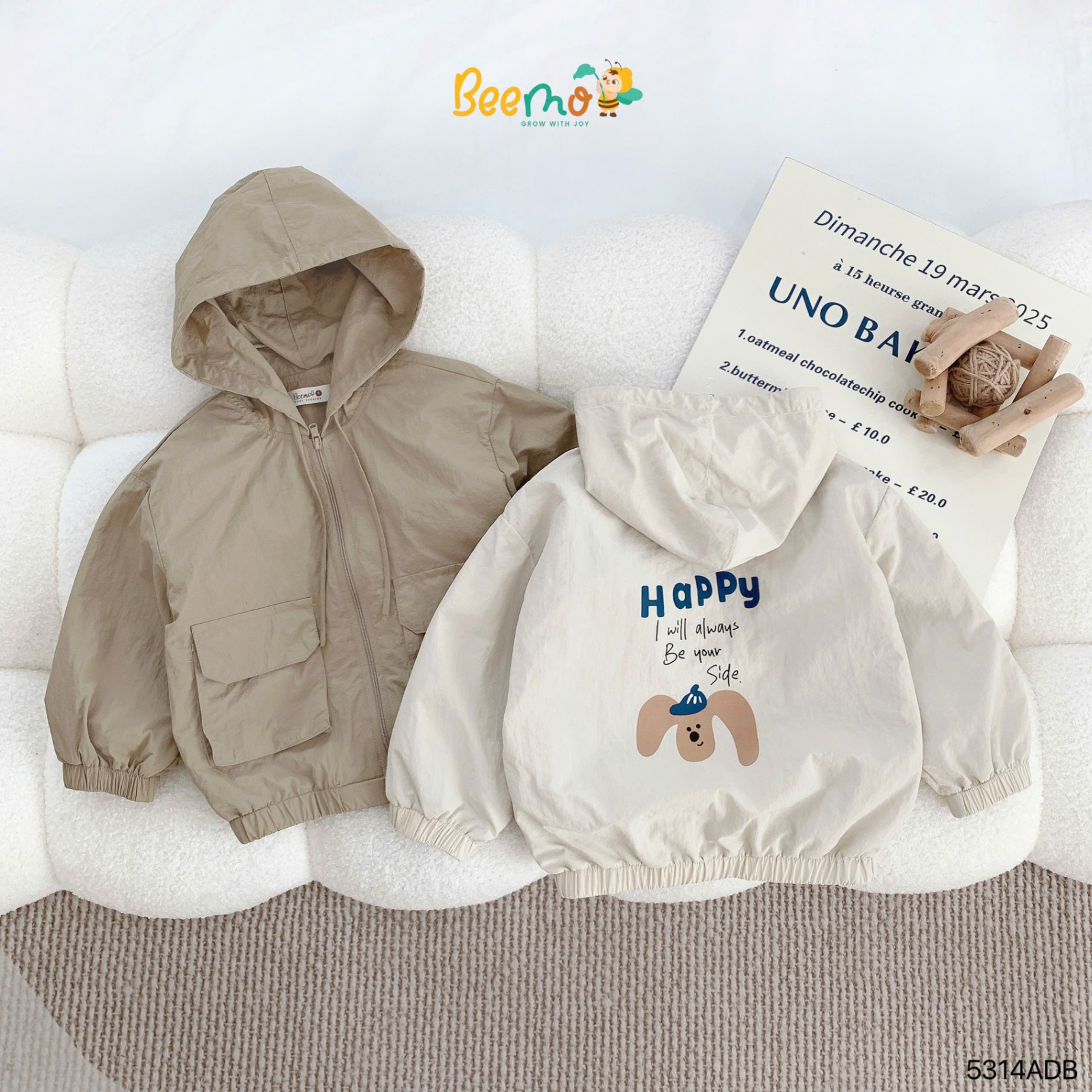 Áo khoác gió 2 lớp in hình chú chó Beemo