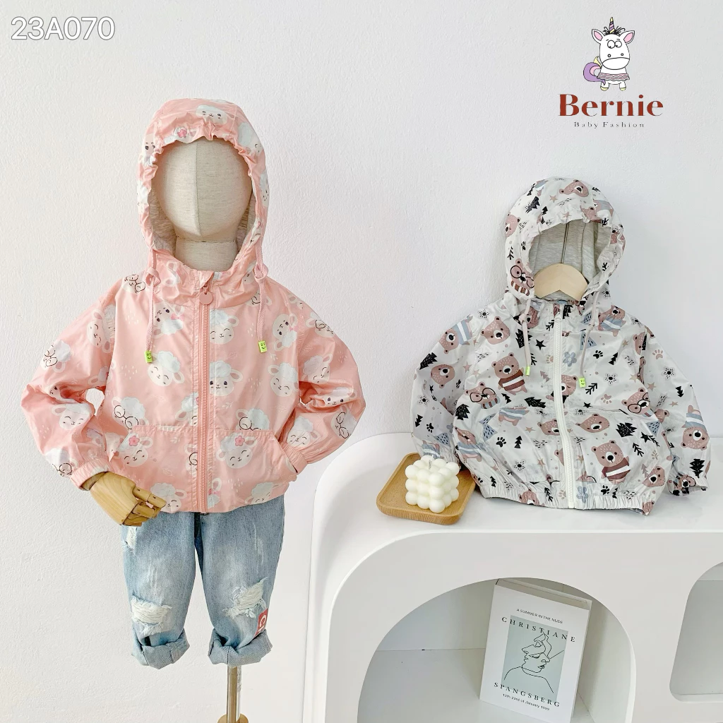 Áo khoác gió họa tiết Bernie cho bé trai bé gái