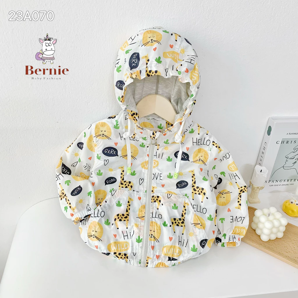 Áo khoác gió họa tiết Bernie cho bé trai bé gái