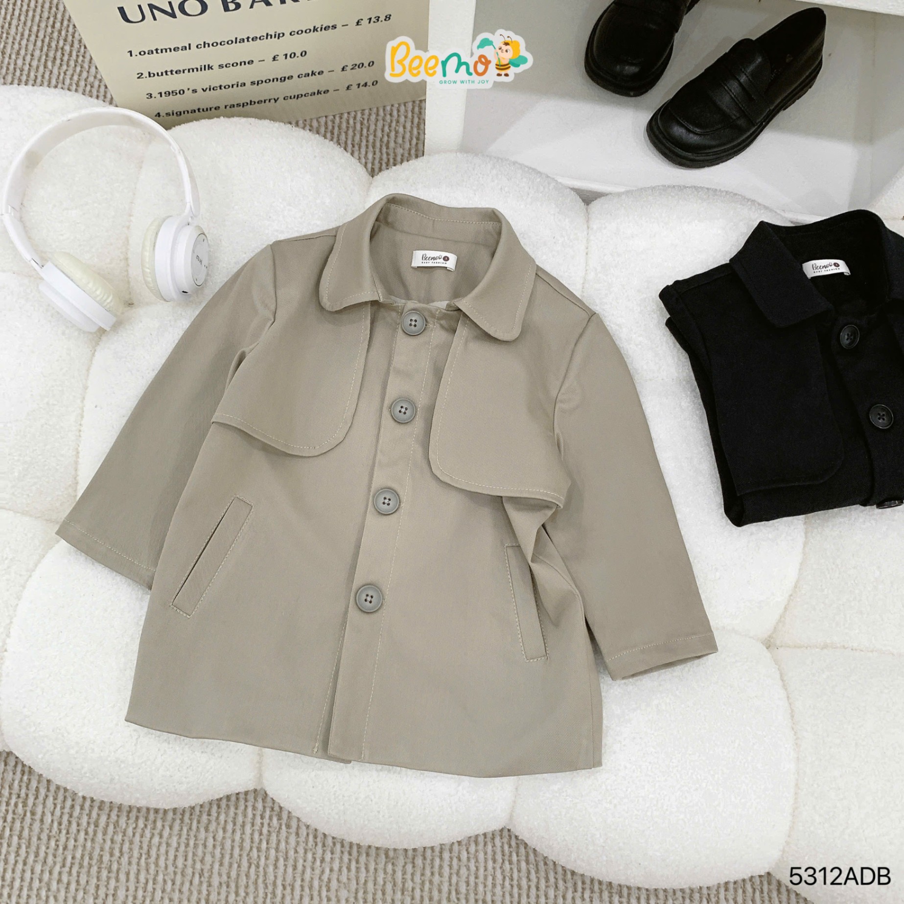 Áo măng tô kaki co giãn phối khuy Beemo
